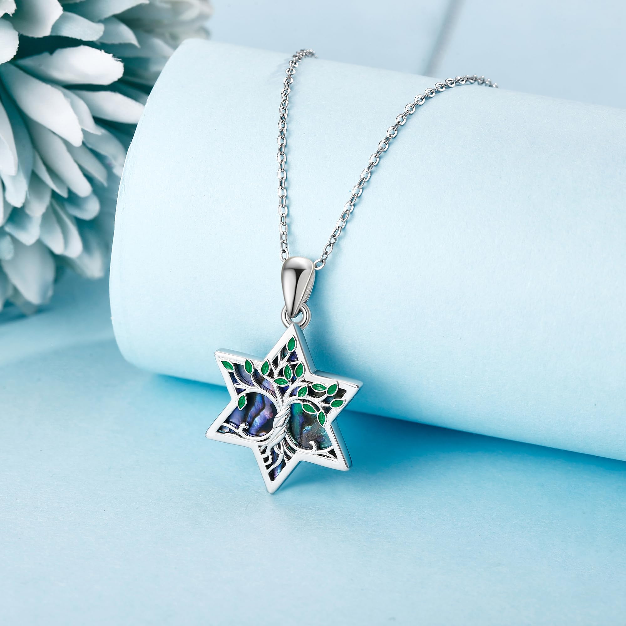 URONE Collana con stella di David, in argento 925, con ciondolo a forma di stella ebrea, regalo religioso per donne e uomini, 22 mm, Argento sterling, Non pietra preziosa