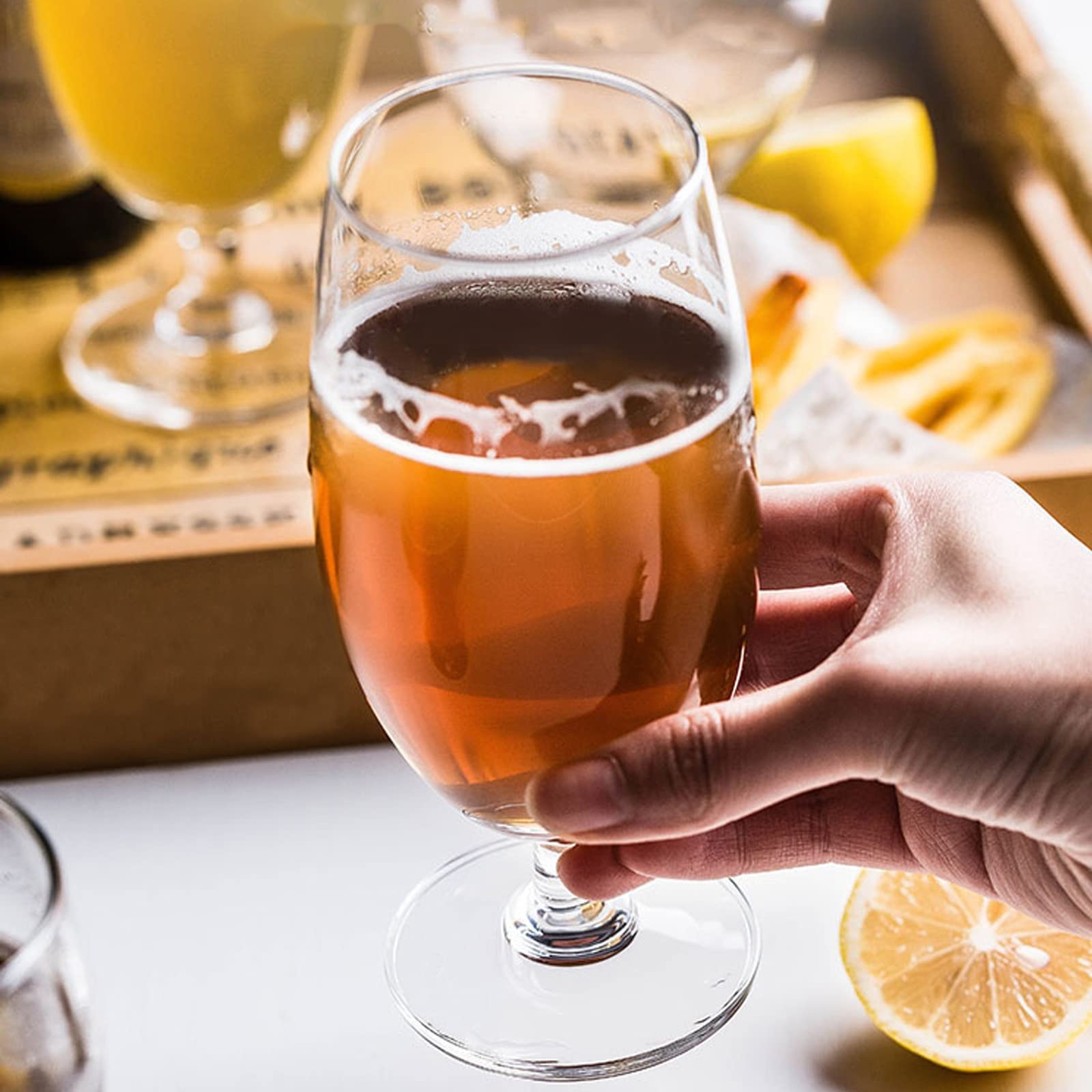 HJXGQJM Jarro De Cerveza, Copas De Cóctel 6 Piezas, Copas De Vino Degustación,Perfecto for Familias, Restaurantes Y Fiestas, Apto for Vino Espumoso, Copas Vino Cristal Copas de Vino(13cm)