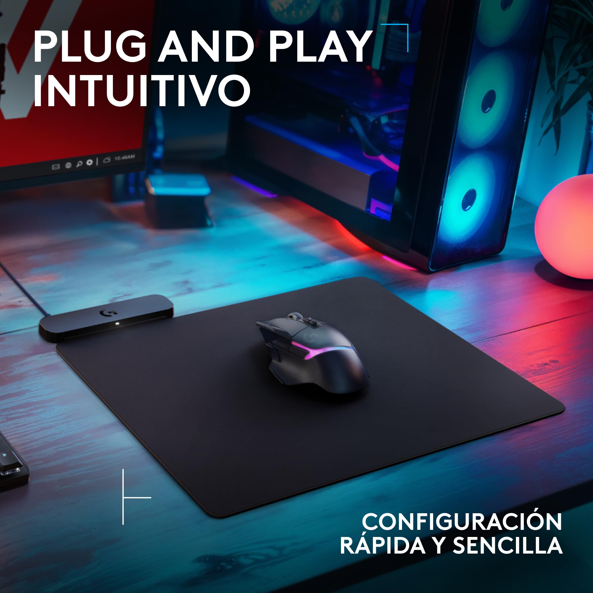 Logitech G POWERPLAY 2, Alfombrilla de ratón con Carga inalámbrica para Ratones para Gaming Logitech G compatibles, 34,5 x 28,4 cm, 3,5 mm de Grosor, para PC/Mac - Negro