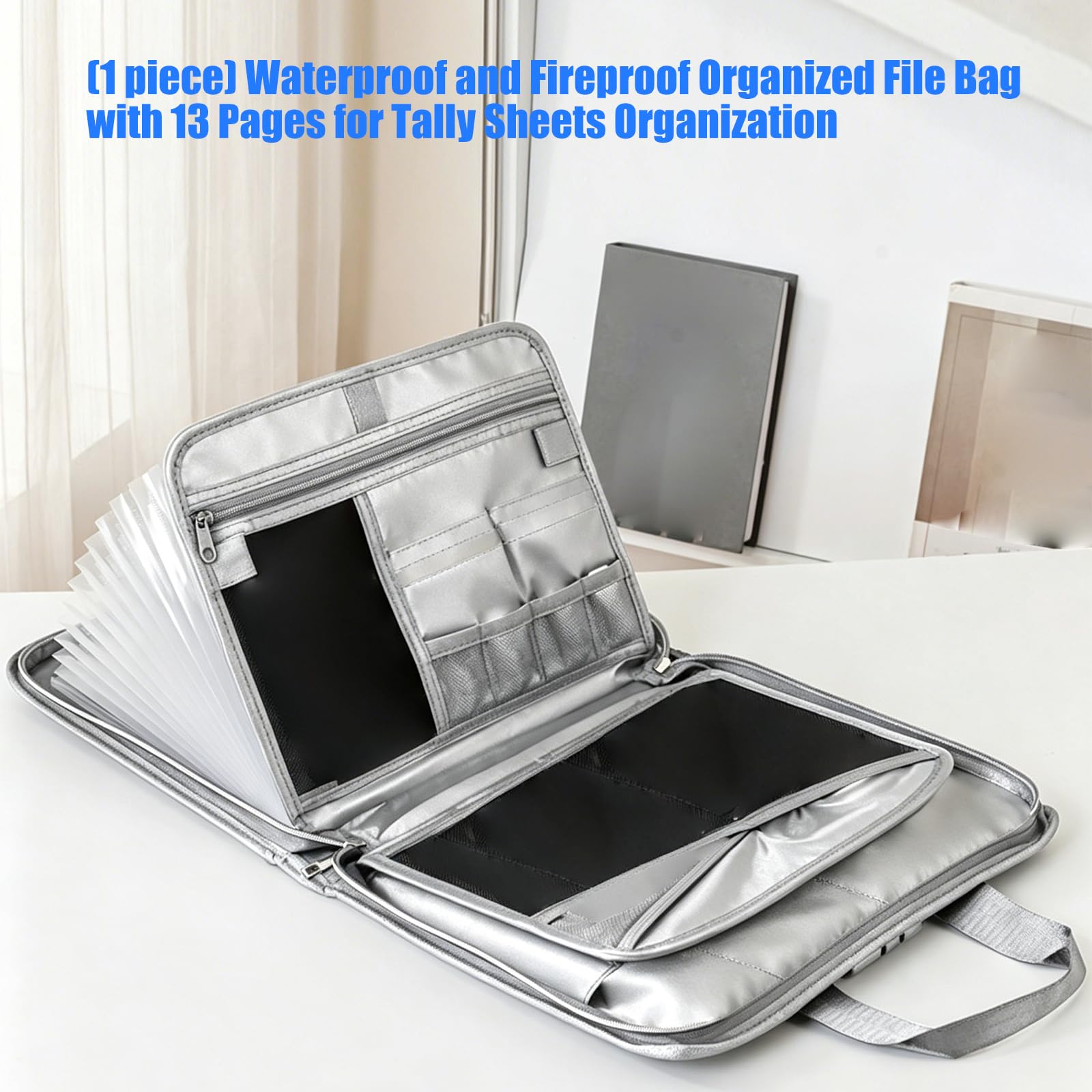 Porta documenti espandibile con 13 tasche per documenti, ricevute e certificati, struttura espandibile per documenti