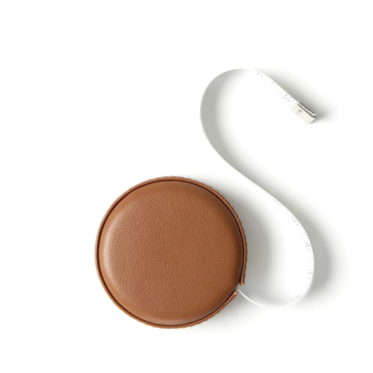 Leatherology Cognac Small Measuring Tape – Compact 60-Inch Retractable Tape Measure with Hidden Push Button – Measures in Inches & Centimeters – Portable Tool for Sewing, Crafts & DIY