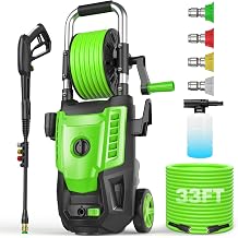 Electric Pressure Washer 5000 PSI, Power Wahser Powered with 33ft Pressure Hose, 4 Nozzles and Foam Cannon, Powerwahser for Home, Car,Fences,Patio, Green