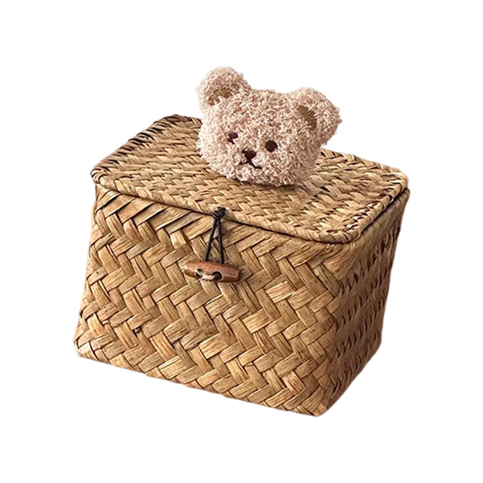 Oxxggkao User Friendly Seagrasses Weaving Storage Bin with Lid Decorative Storage Container Basket Ideal for Gift Packaging Square Basket