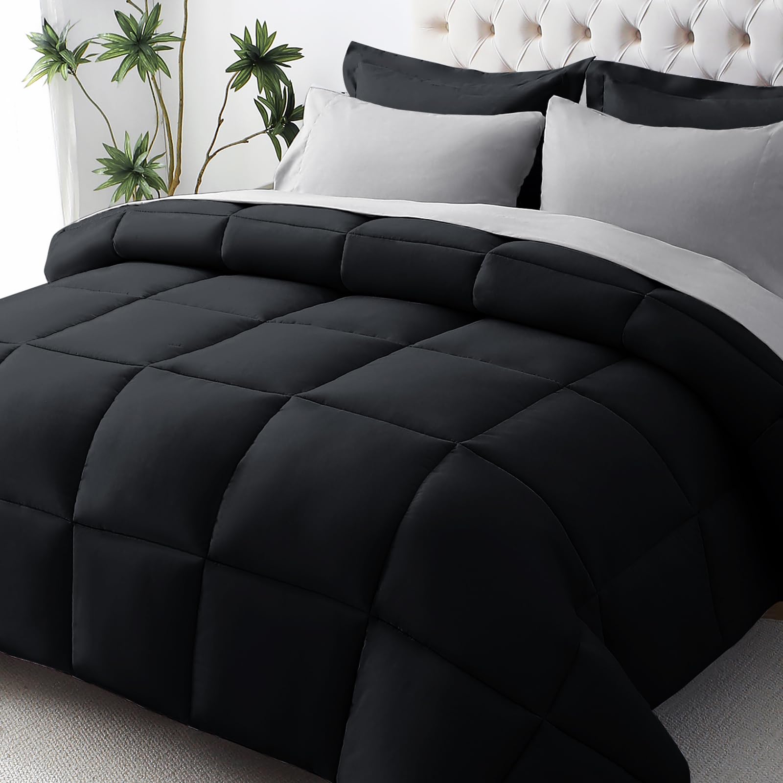 JOLLYVOGUE Black Queen Bedding Set - 7 Piece -31