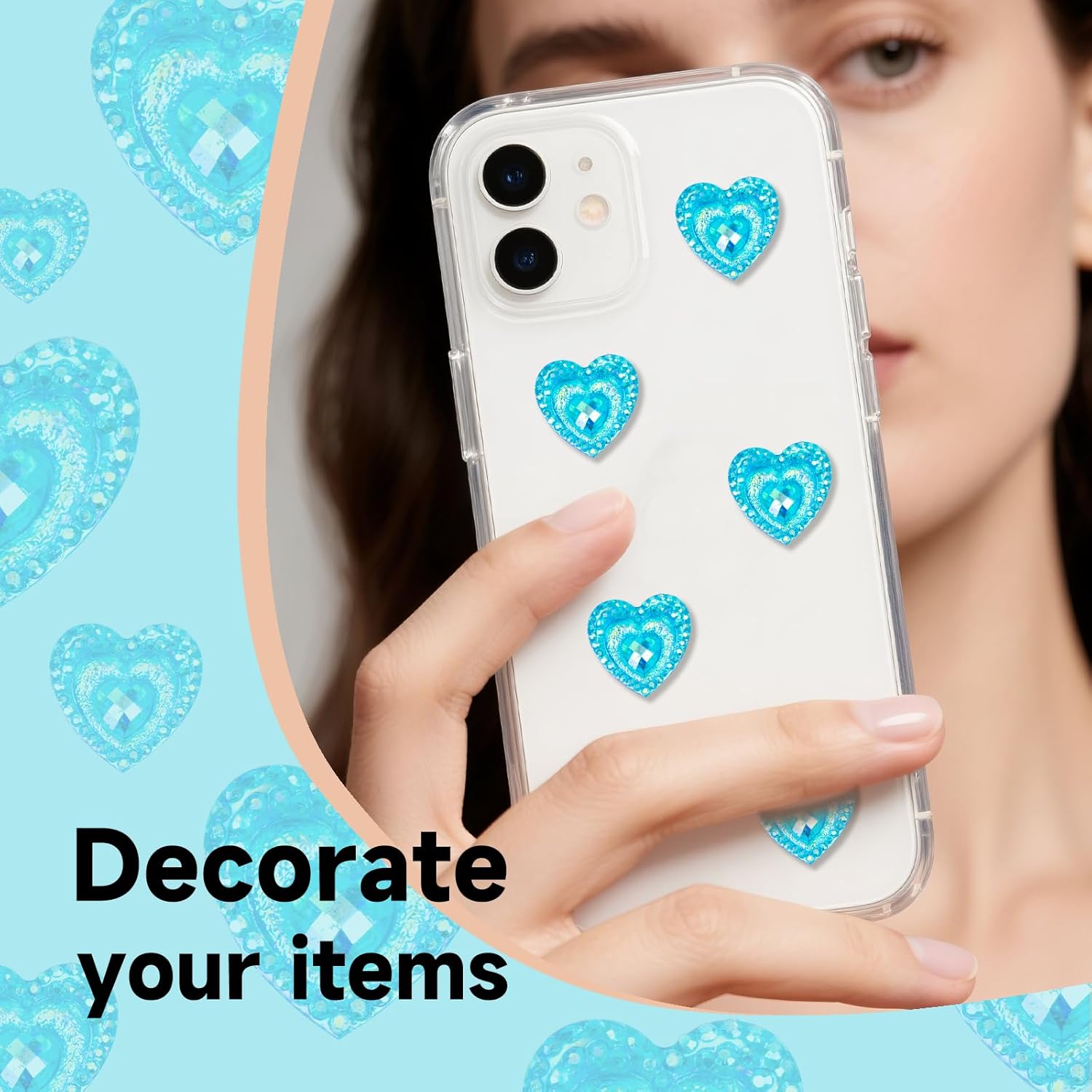 50 Pcs Resin Rhinestones for Crafting,Heart Shaped Rhinestones for Bedazzling Clothes Shoes Hats Bags & Sewing Accessories (Royal Blue) - Image 5