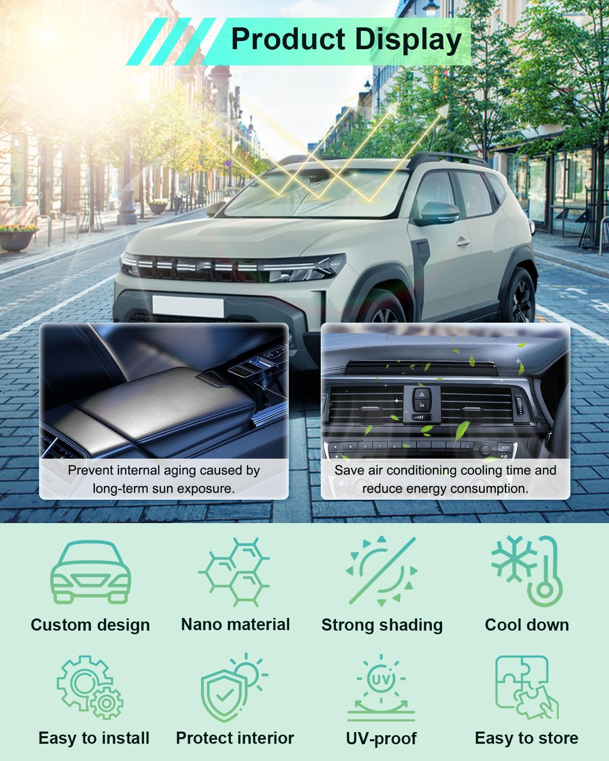[Mise à Niveau] GAFAT Nouveau Dacia Duster 3 III 2024-2026 2027 Pare-Soleil intérieur, Dacia Duster 3 2025 Accessoires Pare-Brise Parasol Protection Solaire, Refroidissement, Protection UV