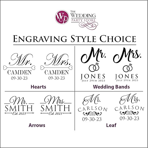 Miniatura 7 de Mr and Mrs Toasting - Juego de 2 copas de champán para bodas grabadas personalizadas para parejas, monograma personalizado