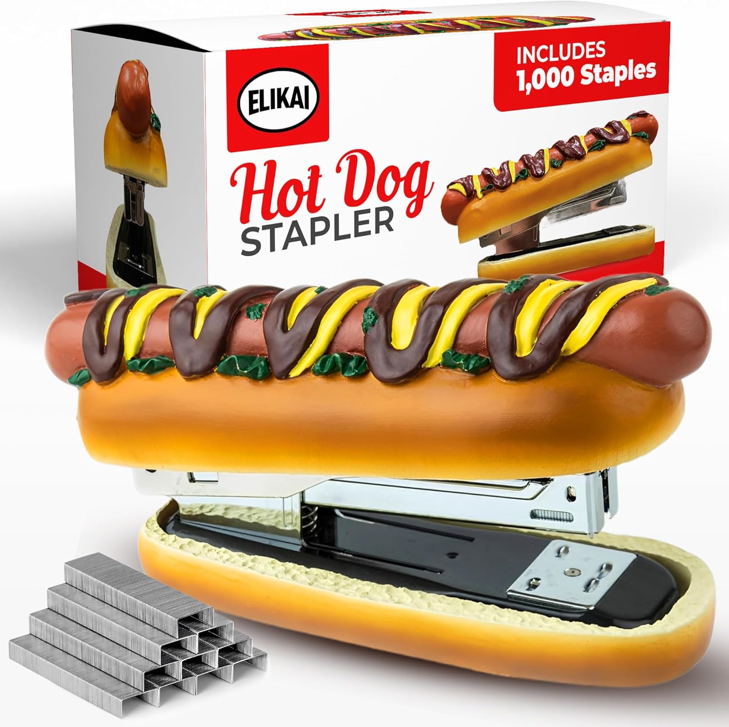 ELIKAI Hot Dog Stapler, Funny Gifts for Teachers and Principals, Unique Desk Accessory, Ideal Back-to-School Gift for Classroom or Teacher Lounge