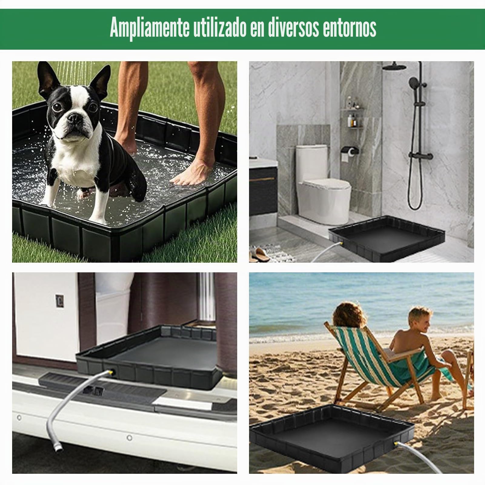 Plato de ducha plegable para camping, bañera de ducha portátil con manguera de drenaje, accesorio de ducha móvil, para tienda de ducha al aire libre, autocaravanas, interiores, playa de arena (104 x