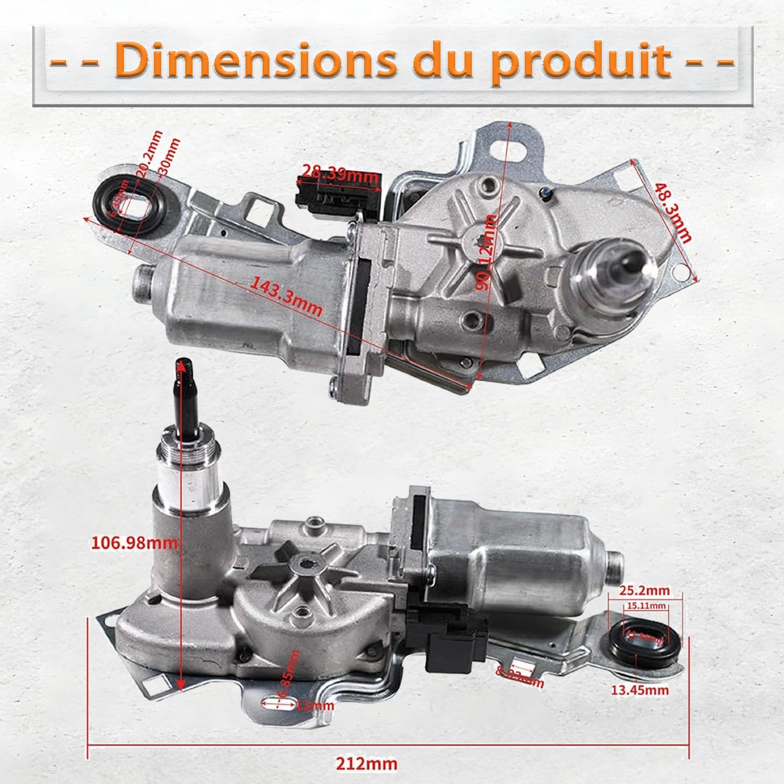 Moteur Essuie-Glace Arrière pour Citroën C1 Peugeot 108 Toyota Aygo 14-24 B001099280 B000797280 85130-0H061 851300H051 d’essuie-glace