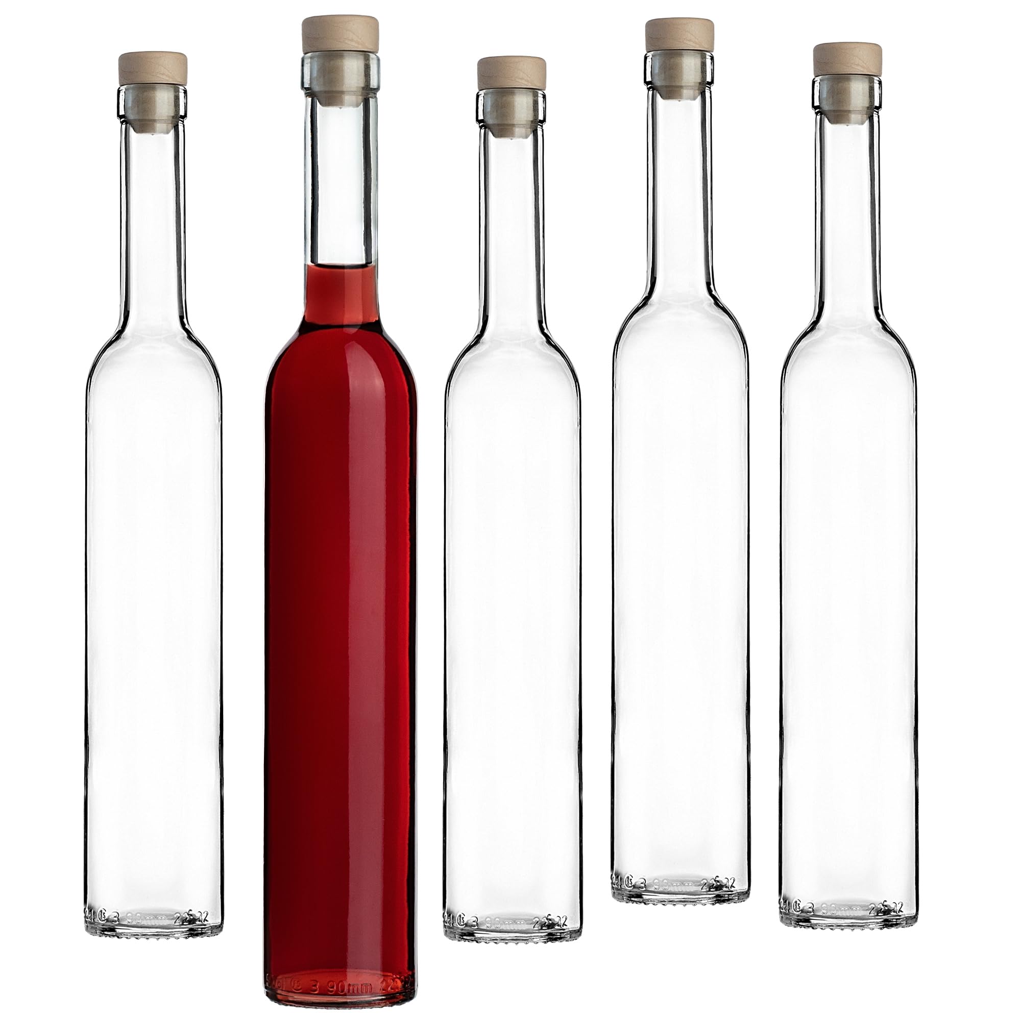 KADAX Zestaw 8 szt. Butelki szklane 500 ml z korkiem, szczelne zamknięcie, wytrzymałe szkło, do rozlewu nalewek, wina i destylatów