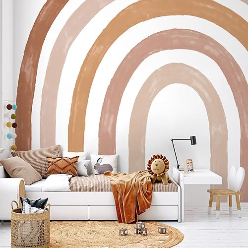 funlife Adhesivos murales de pared de arcoíris grandes de tela, calcomanías de pared precortadas de arco iris para dormitorio de niñas, decoración