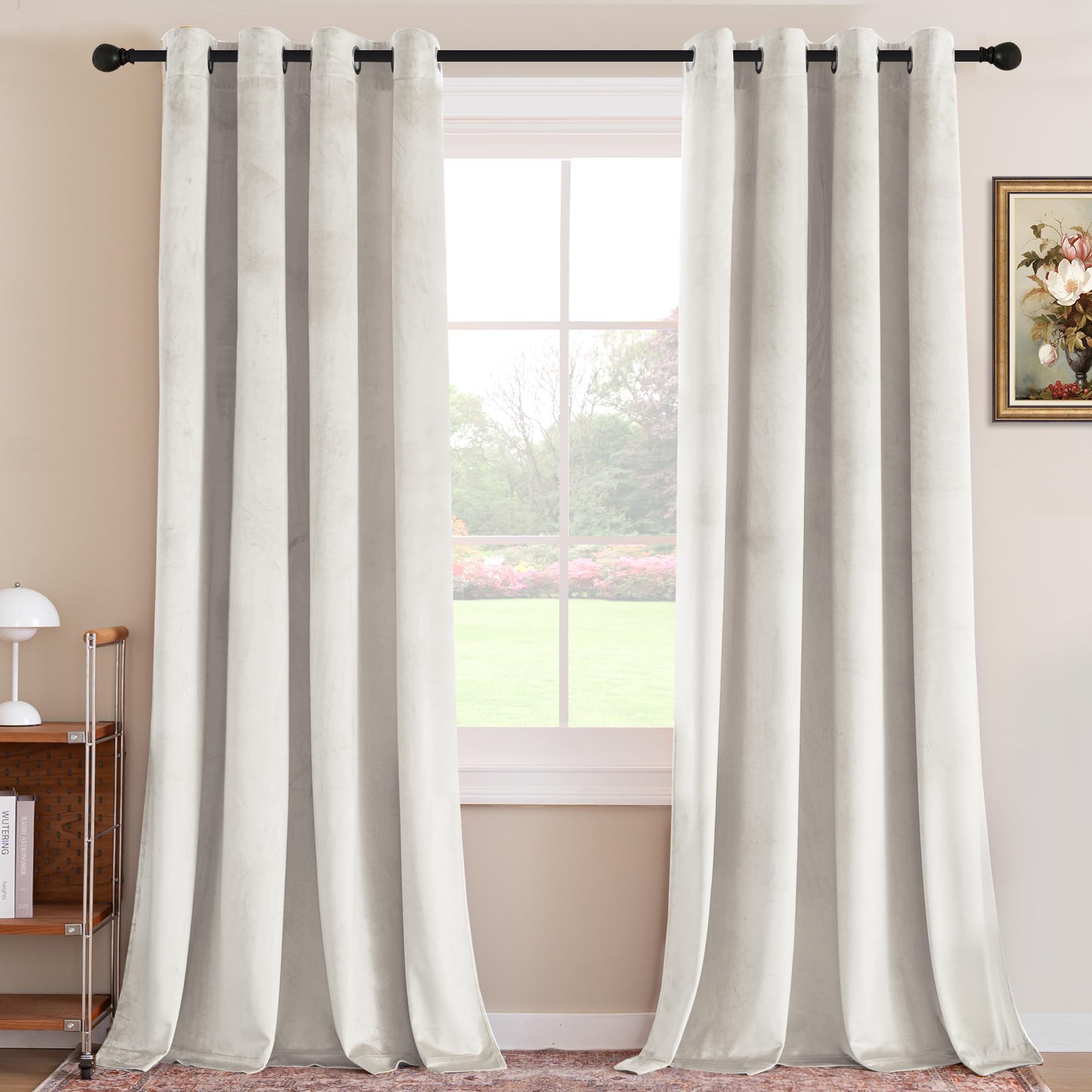 H.VERSAILTEX Velvet Curtains for Living Room 95 Inch Length 2 Panels Luxury Thermal Insulated Window Curtains for Bedroom Summer Heat Blocking Room