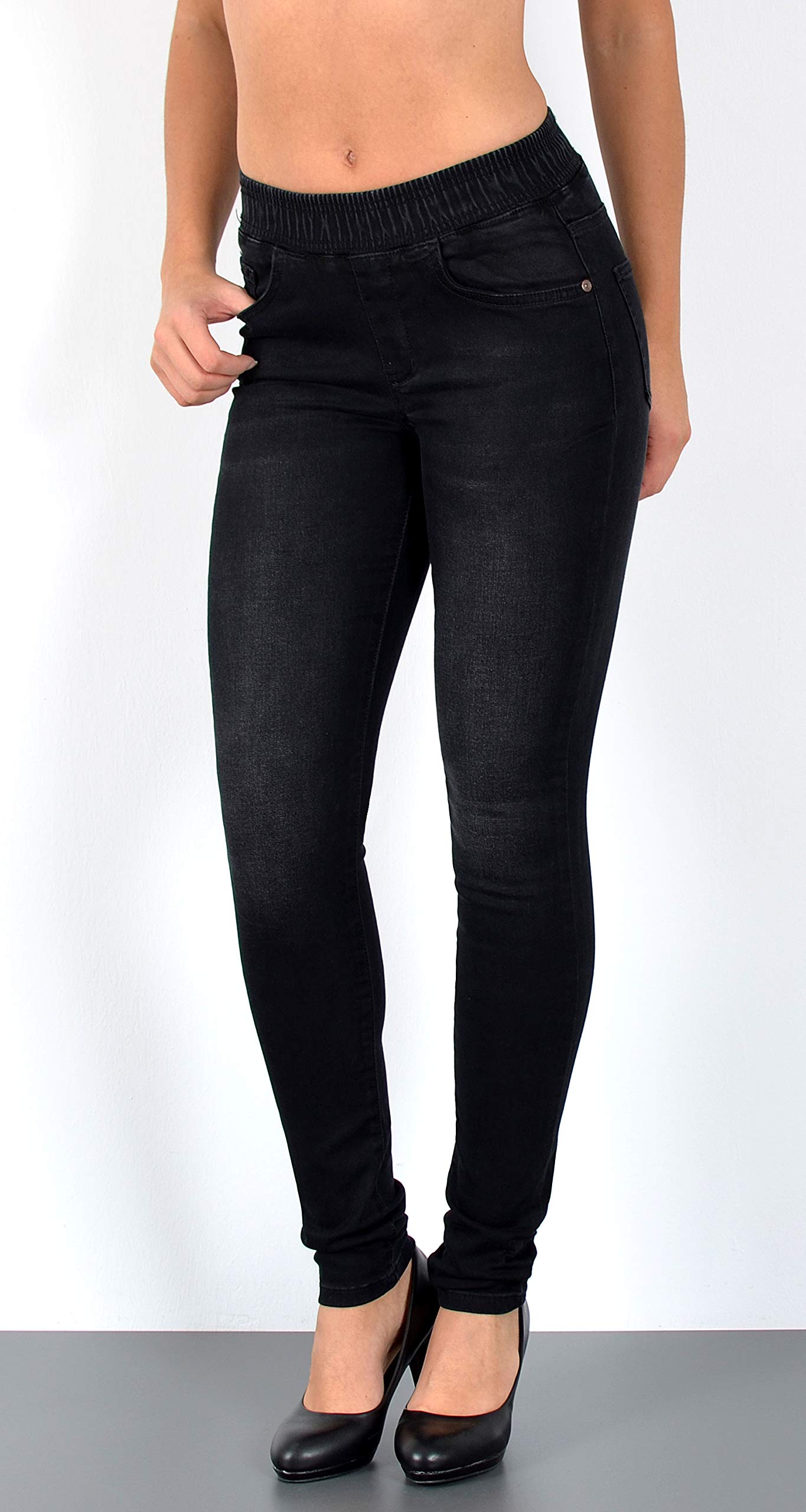 ESRA Skinny Jeans Damen High Waist Stretch Jeans Damen Jeggings Damen Stretch elastischer Gummi-Bund Übergröße Puls Size J291