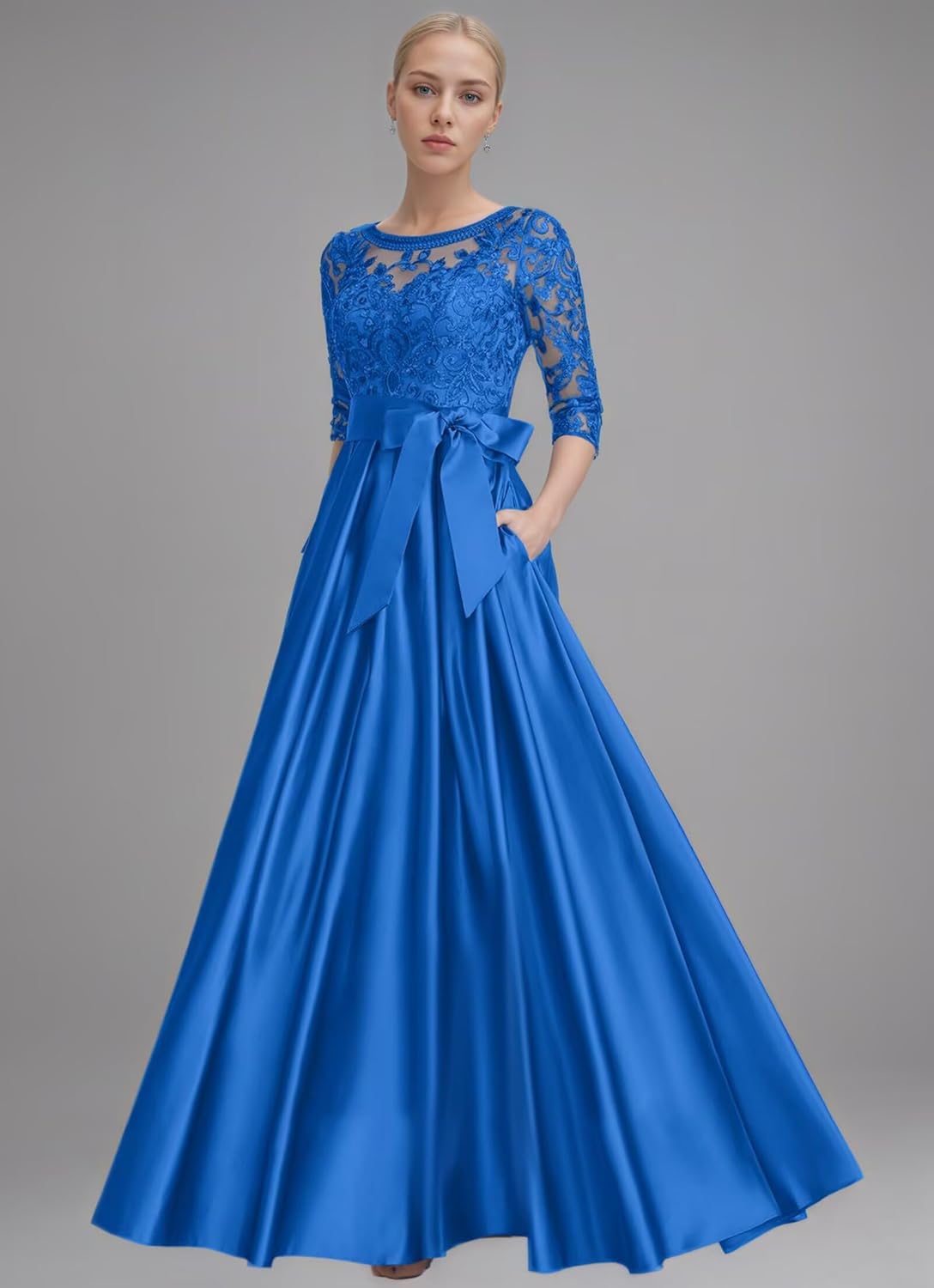 Satin Mother of The Bride Dresses with Pockets 2025 Women's A Line Formal Dresses Evening Gowns