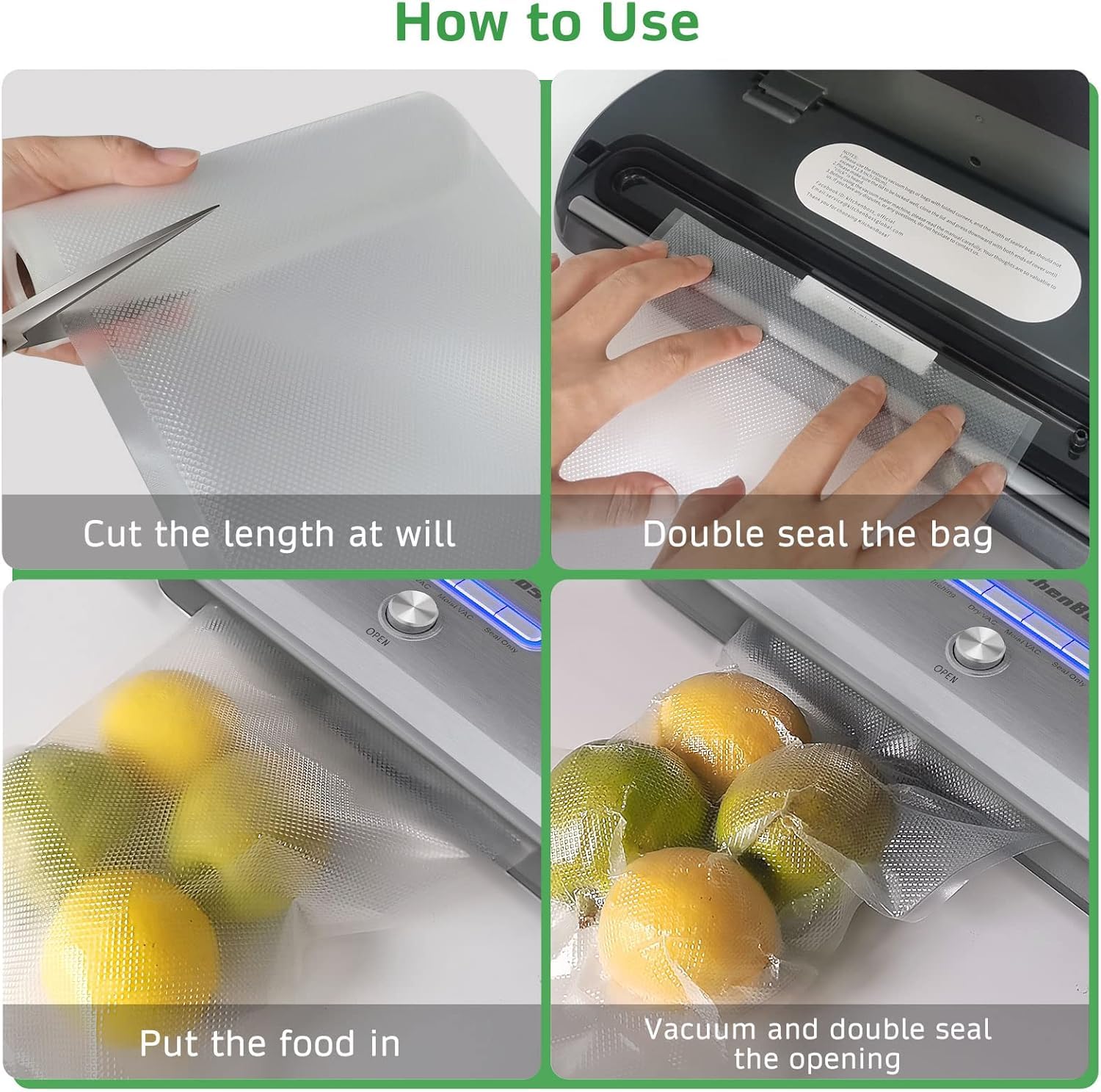 KitchenBoss Sac Sous Vide Alimentaire：10 Rouleaux Sachet Sous Vide Alimentaire, 20/28 x 300cm, Rouleau Sous Vide Alimentaire pour la Conservation des Aliments, Poche Sous Vide Alimentaire Gaufré - 5