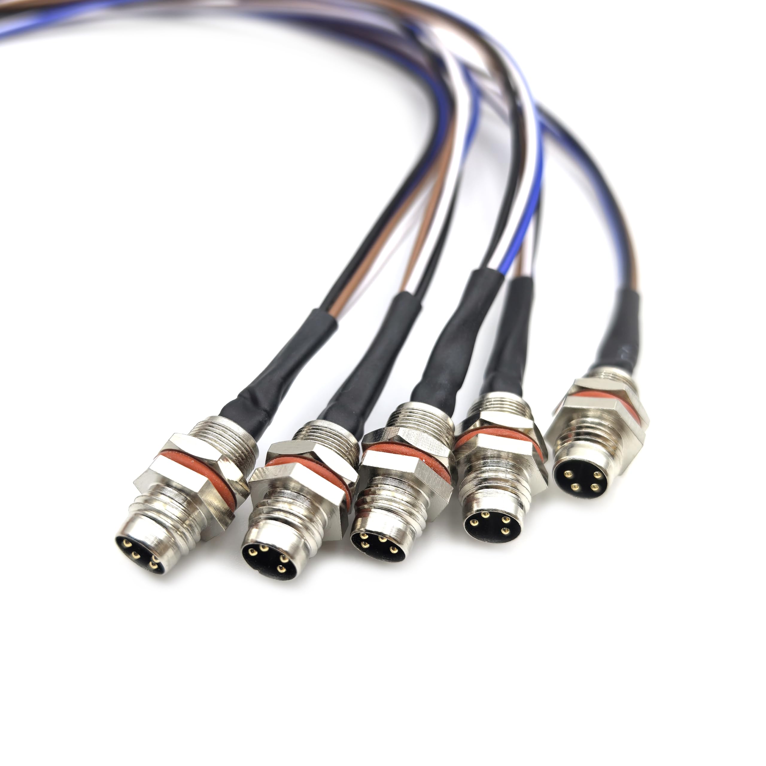 5 cables de conector macho M8 de 4 pines, código A, IP67, impermeable, cable de montaje trasero, sin blindaje, enchufe recto de aviación, receptáculo de sensor de cable eléctrico, 30 V 4 A