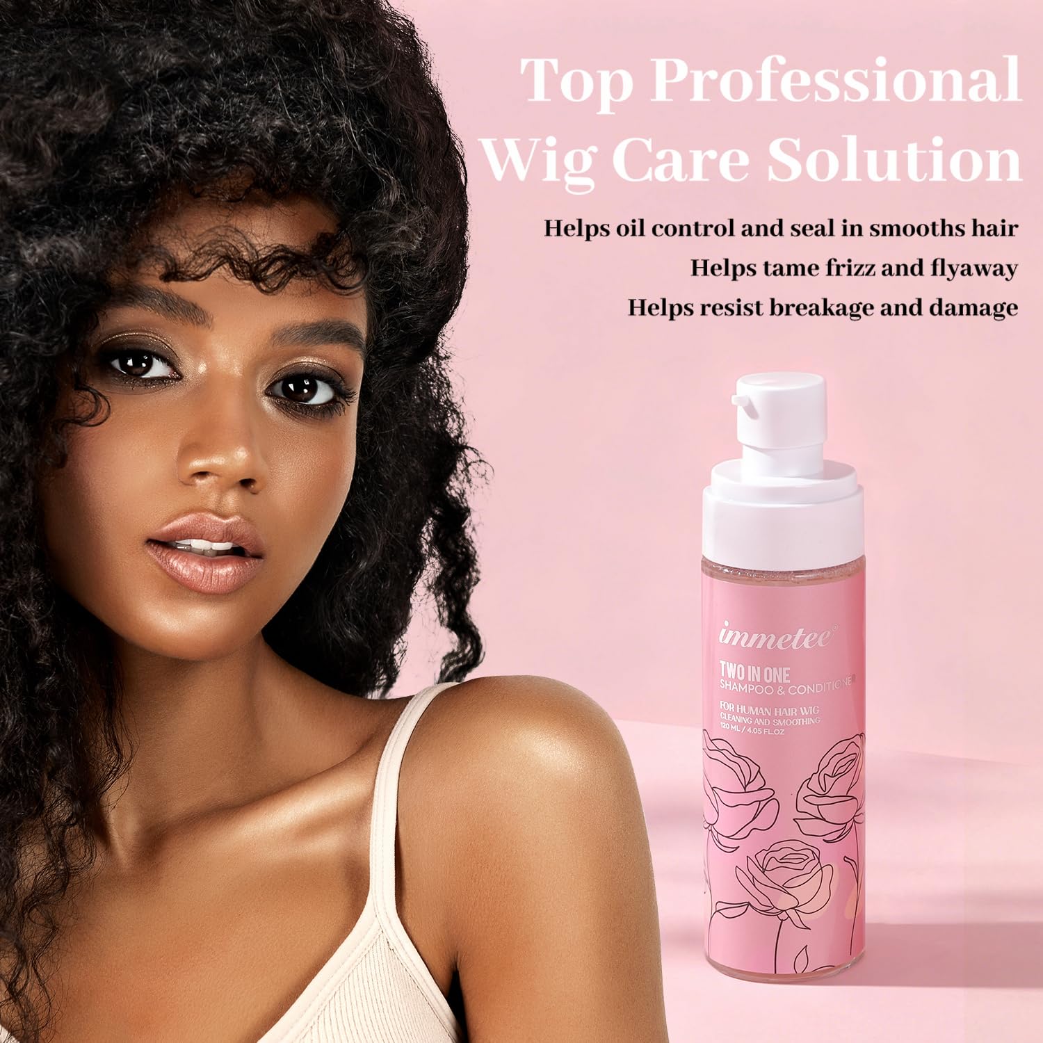 immetee 2 in 1 Shampoo und Conditioner für Perücken, verlängert die Lebensdauer einer Perücke, Shampoo für Perücken. 120 ml (natürliche Perücken)
