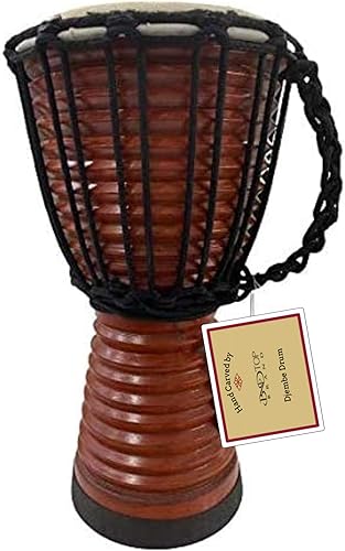 Drum Djembe es una cuerda de piel de cabra cubierta de cáliz africano tocado por manos estilo África occidental jembe para tambores círculo y más (6