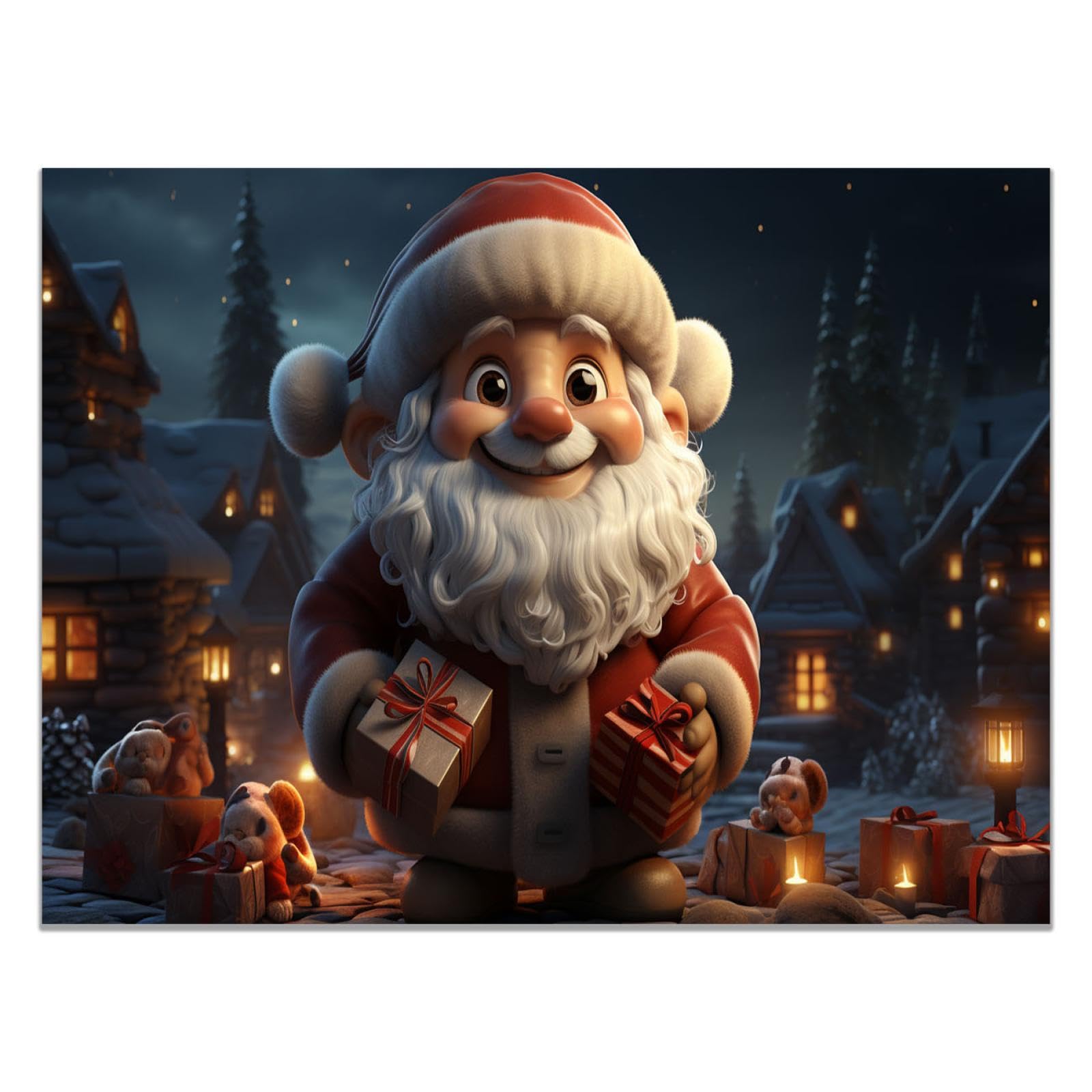 Amazon.co.jp: クリスマス キャンバスアートパネル,かわいいサンタさん 
