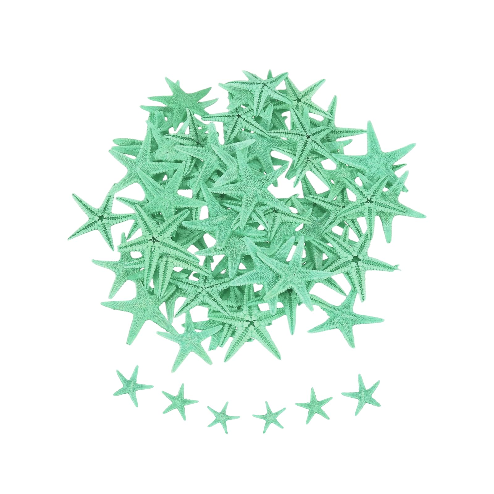 sourcing map 60Pcs Starfish for Craft, 0.4"-0.8" Small Natural Starfish Sea Star Crafting Seashells Bulk for Wedding Beach Theme Party Decorations Home Vase DIY Crafts Decor, Green