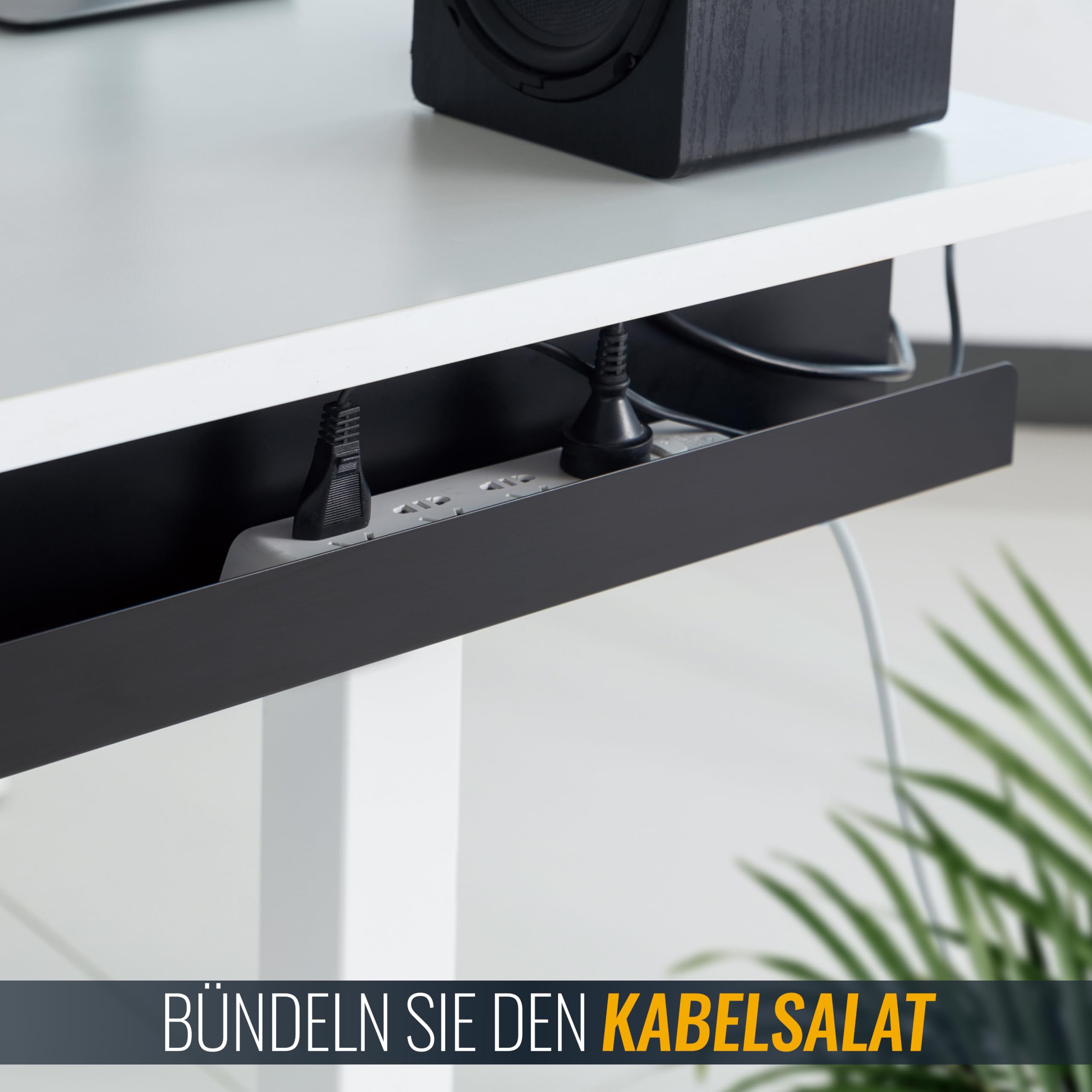 RICOO Cable Tray 60 x 7.5 cm Z1111 Fix Cable Ducts Box Guide Management Under Desk, Black, 600 x 114 x 76 mm - Image 2