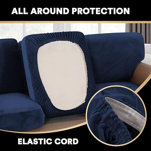 Miniatura 6 de PrinceDeco Funda de sofá de 4 piezas de terciopelo suave para sofá de dos plazas (2 fundas de asiento más 2 fundas de respaldo con cusión),