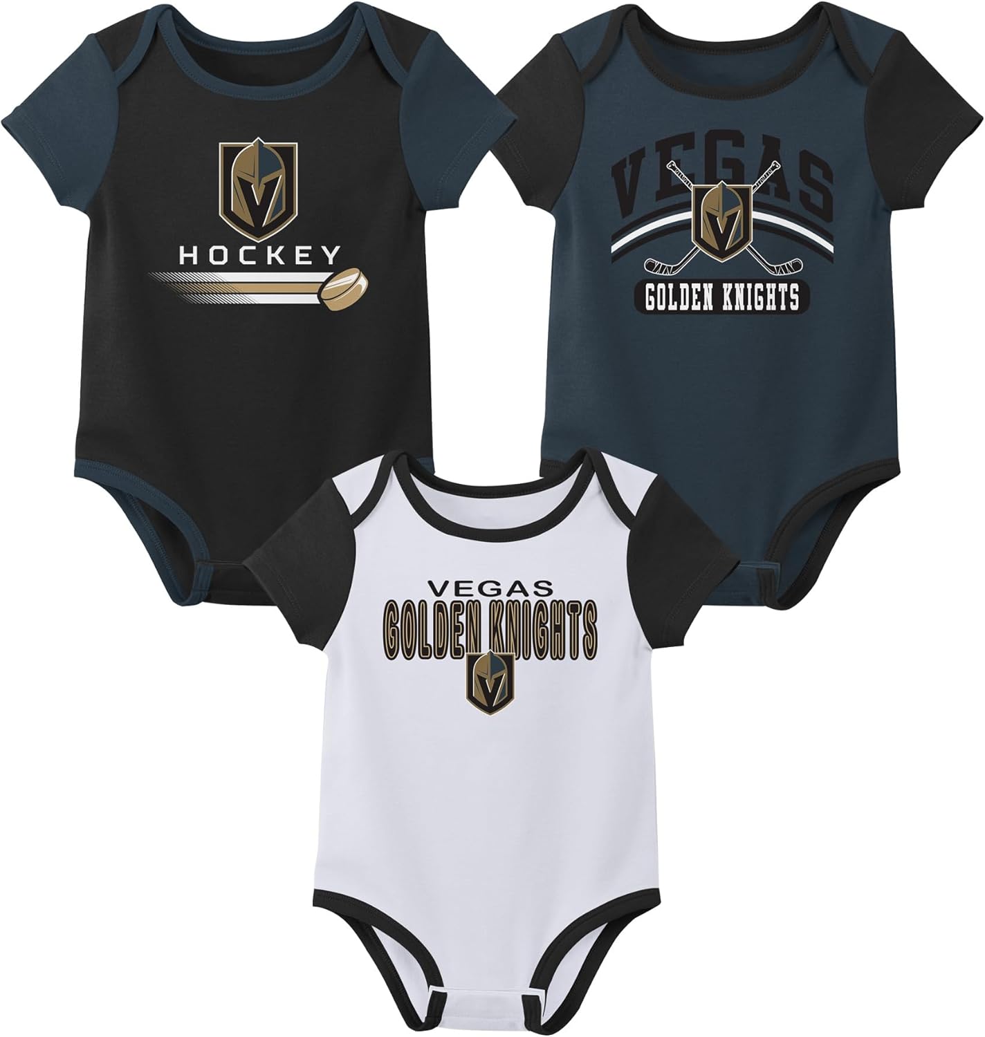 Outerstuff NHL Teams Newborn Baby and Infant Short Sleeve Bodysuit Variety 3-Pack (0-18m)