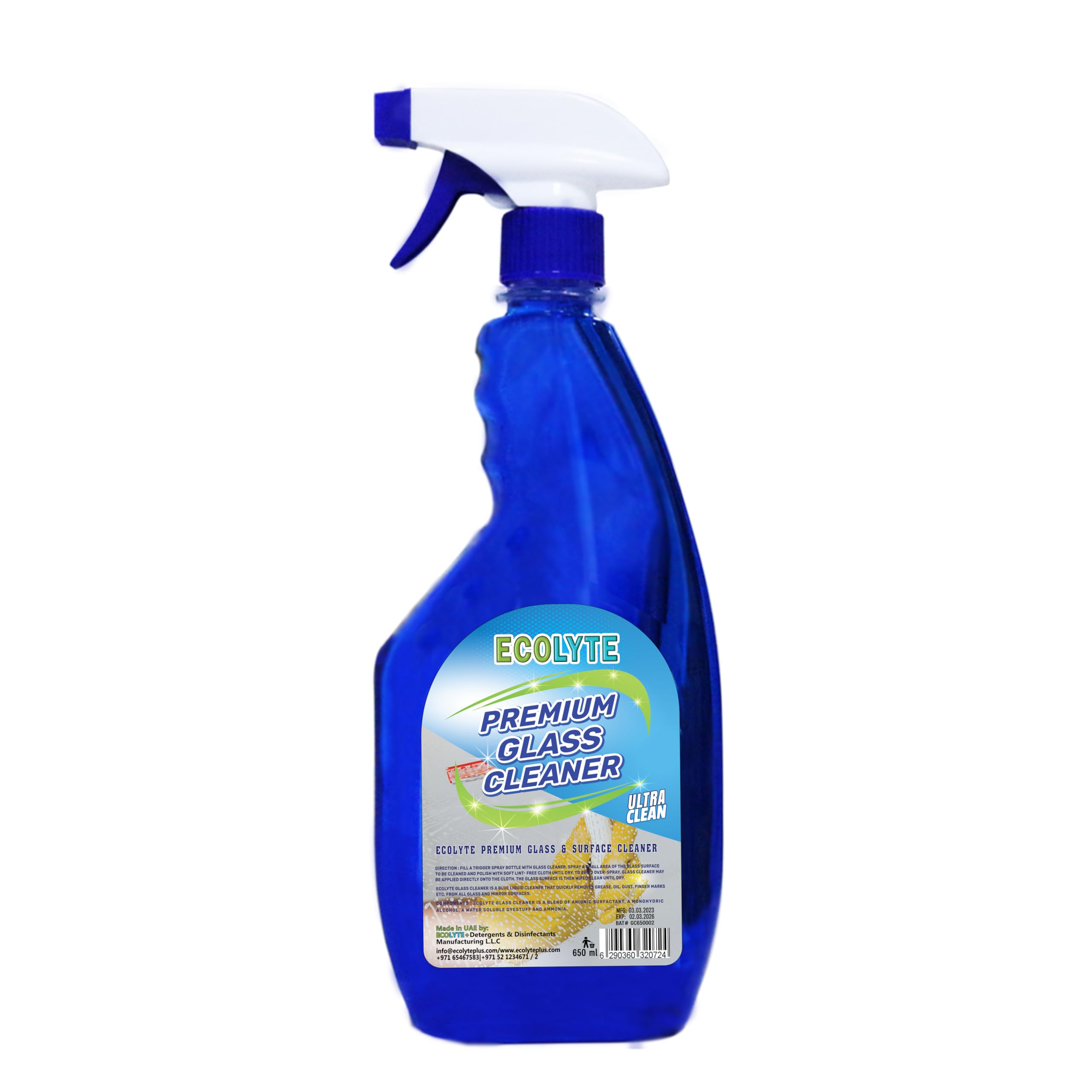 Ecolyte+ Premium Glass Cleaner & Surface Cleaner Liquid Detergent, surface cleaner, window cleaner, and Screen Cleaner Liquid | Kills 99.99% of Germs (650 ml)
