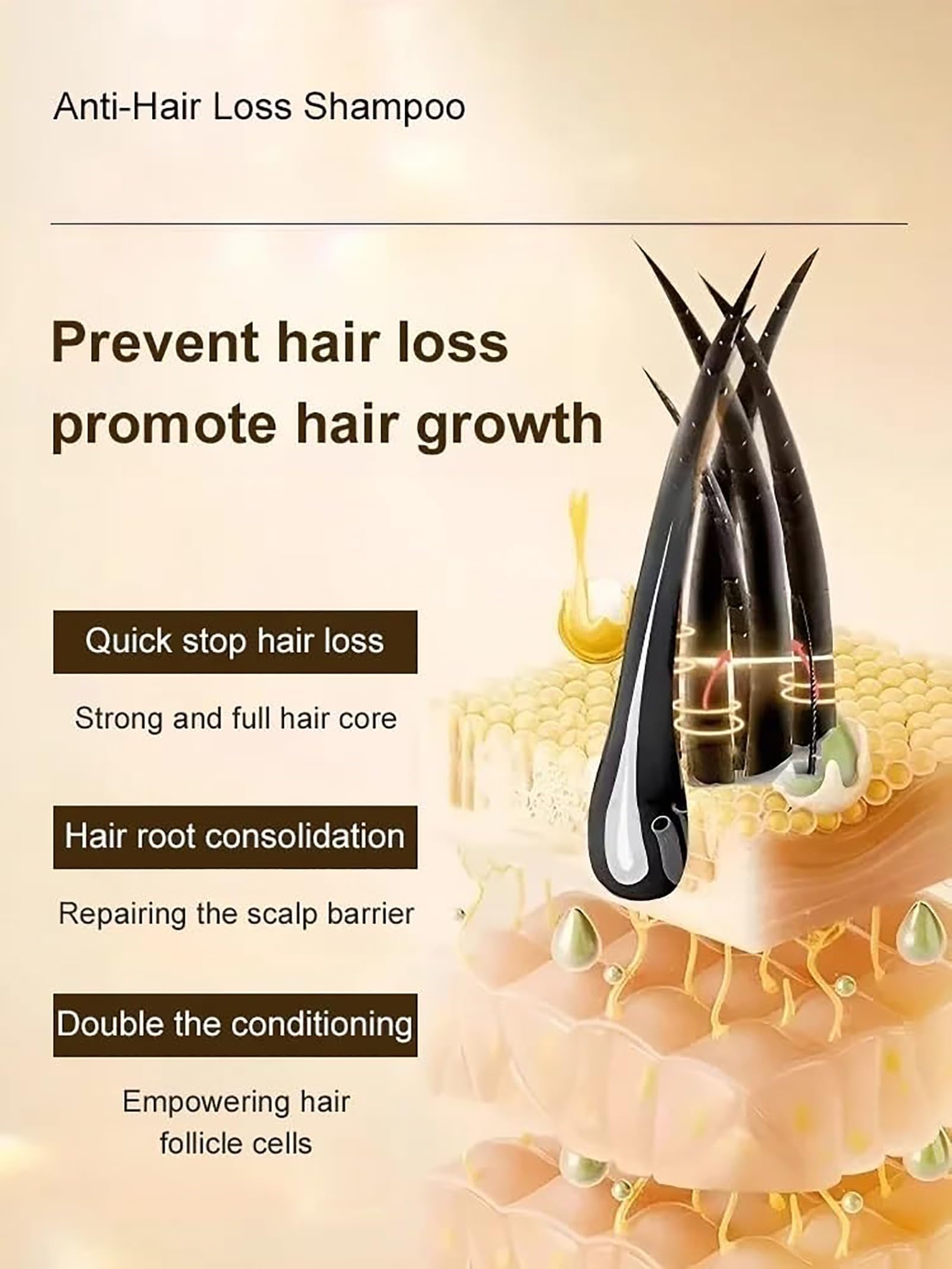 Champú nutritivo de raíz de ginseng, champú anticaída con control de aceite suave, champú anticaída para el crecimiento del cabello, fortalece el cabello