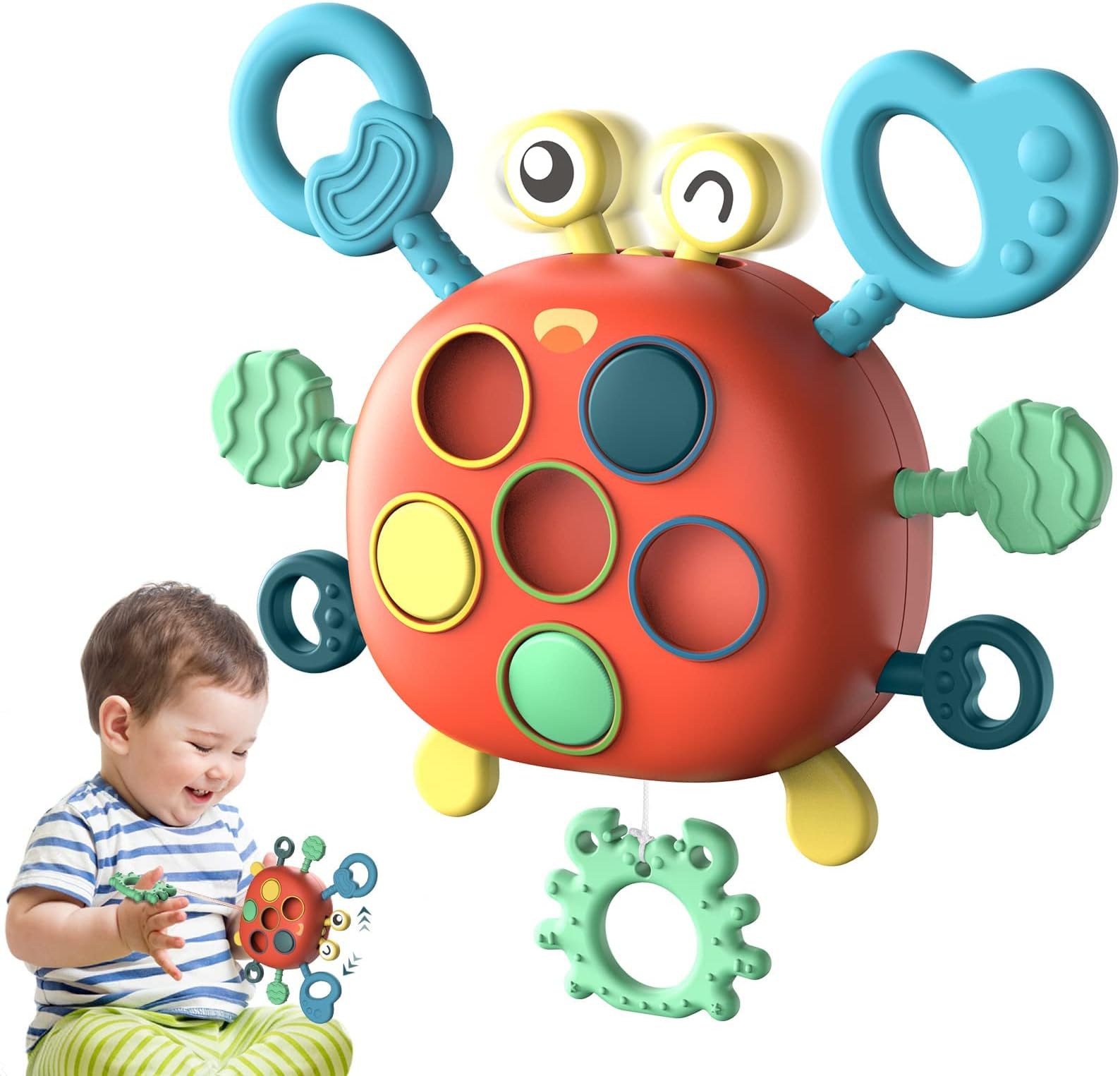 Azonee Toddler Montessori Sensory Fine Motor Skills for Kids Crab For 18 Months Educational Learning for 1 Year Old Boys Girls for Age 1-3 Year Old for One Two Birthday Gifts