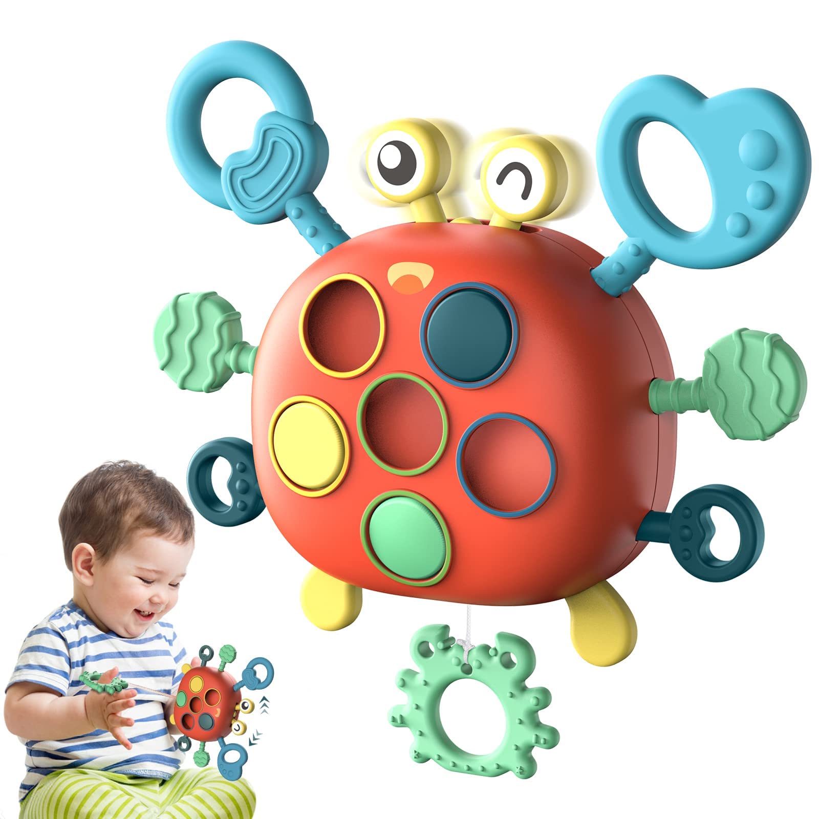 Azonee Toddler Montessori Sensory Fine Motor Skills for Kids Crab For 18 Months Educational Learning for 1 Year Old Boys Girls for Age 1-3 Year Old for One Two Birthday Gifts