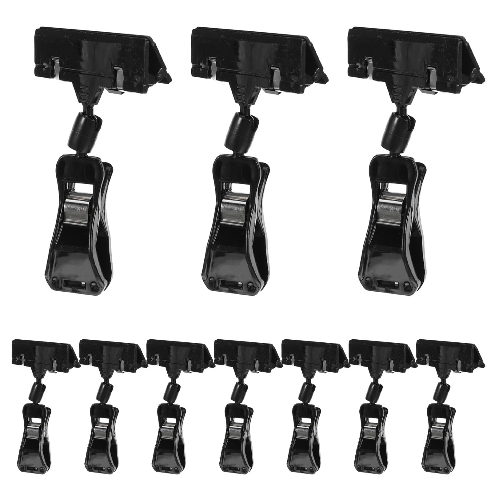 Clip per Cartellini dei Prezzi Bifacciale in Plastica Nera Mini Clip Girevole Doppia Testa per Espositori al Dettaglio e Scaffali di Supermercati Set da 10 Pezzi per Segnaletica