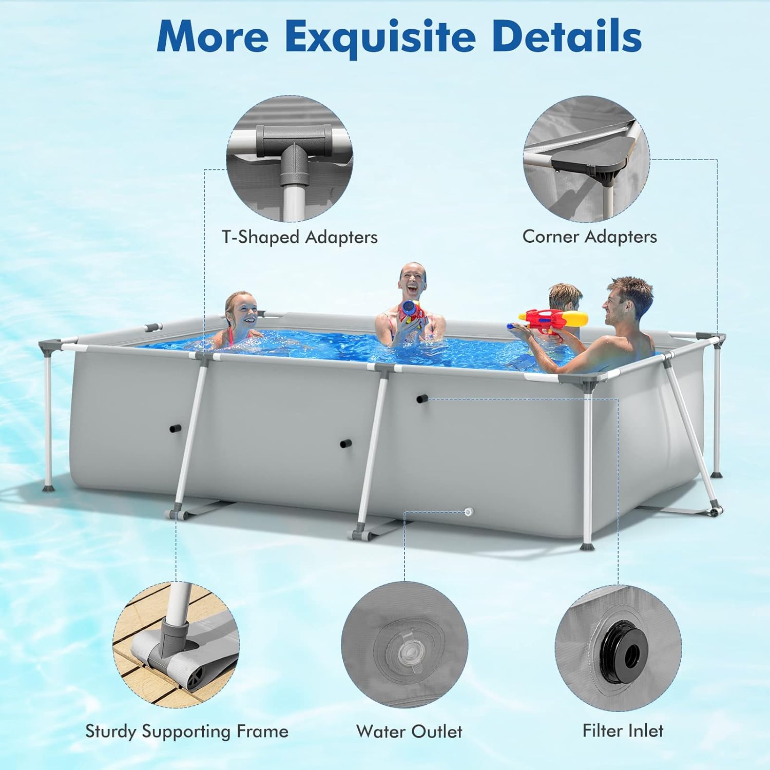 Buy Goplus Frame Swimming Pool, 10ft x 6.7ft x 30in Rectangular Above