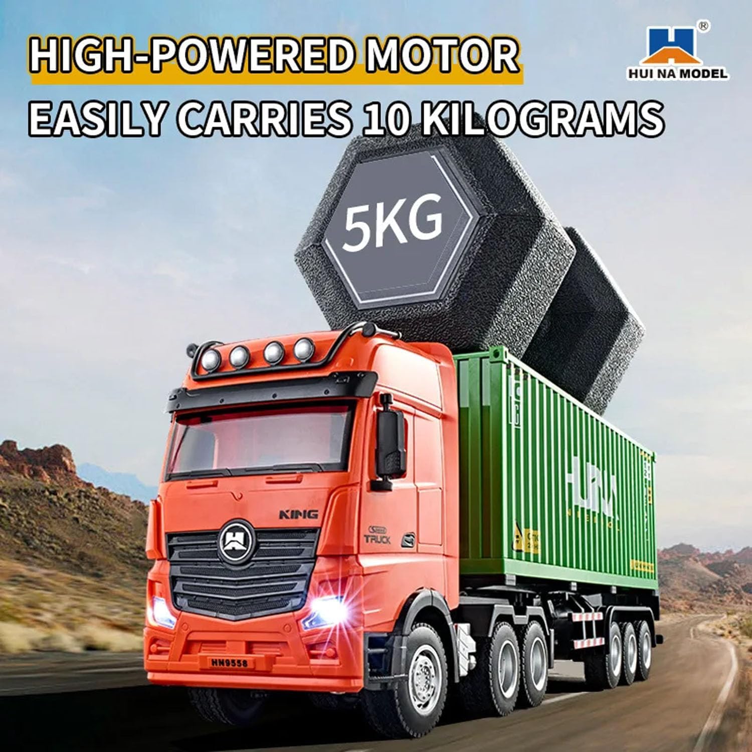 TOUCAN RC HOBBY Huina 1317 1/18 RC Tractor Car Container Trailer Truck 9CH Remote Control Cars for Ages 14+