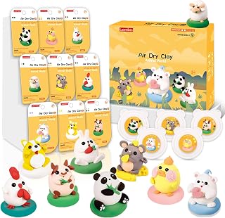 Air Dry Clay Kits: 9 DIY Animal Clay Kit for Kids 3+, Child-Safe Modeling with Guides, Creative Birthday & Chistmas Gifts for Boy & Girl