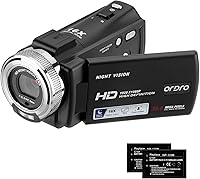ORDRO HDV-V12 1080P Full HD Camcorder: 30MP, 16X Digital Zoom, Infrared Night Vision, 3" Rotating LCD - Beginner Video Camera