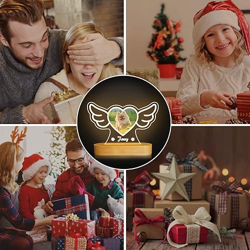 Miniatura 4 de Attivolife Luz nocturna de madera personalizada con temática de mascotas, lámpara LED de color cálido con el nombre de tu perro, imagen de perro o