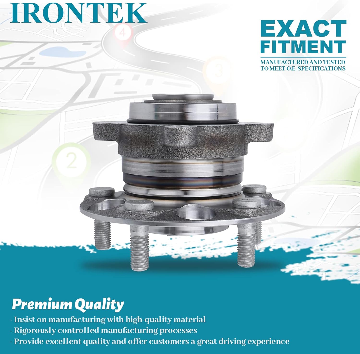 IRONTEK Rear Wheel Hub and Bearing Assembly (5 Lug W/ABS) FITS 2009-2014 for Acura TSX; 2008-2012 for Honda Accord 2PCS 512353x2