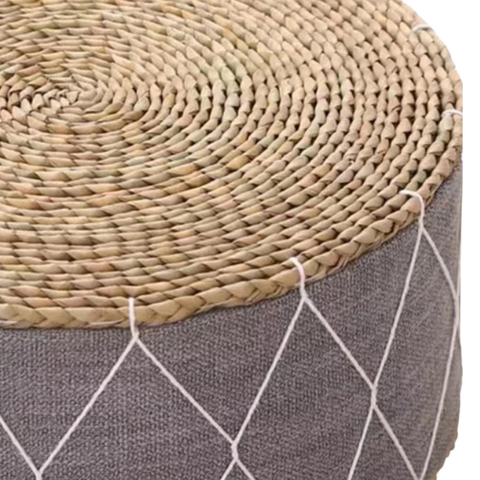 LOVIVER Cojín de meditación, Tatami Tejido, Estera de meditación, puf para Suelo, cojín para Asiento, Almohada para Dormitorio, oración y Oficina, Gris