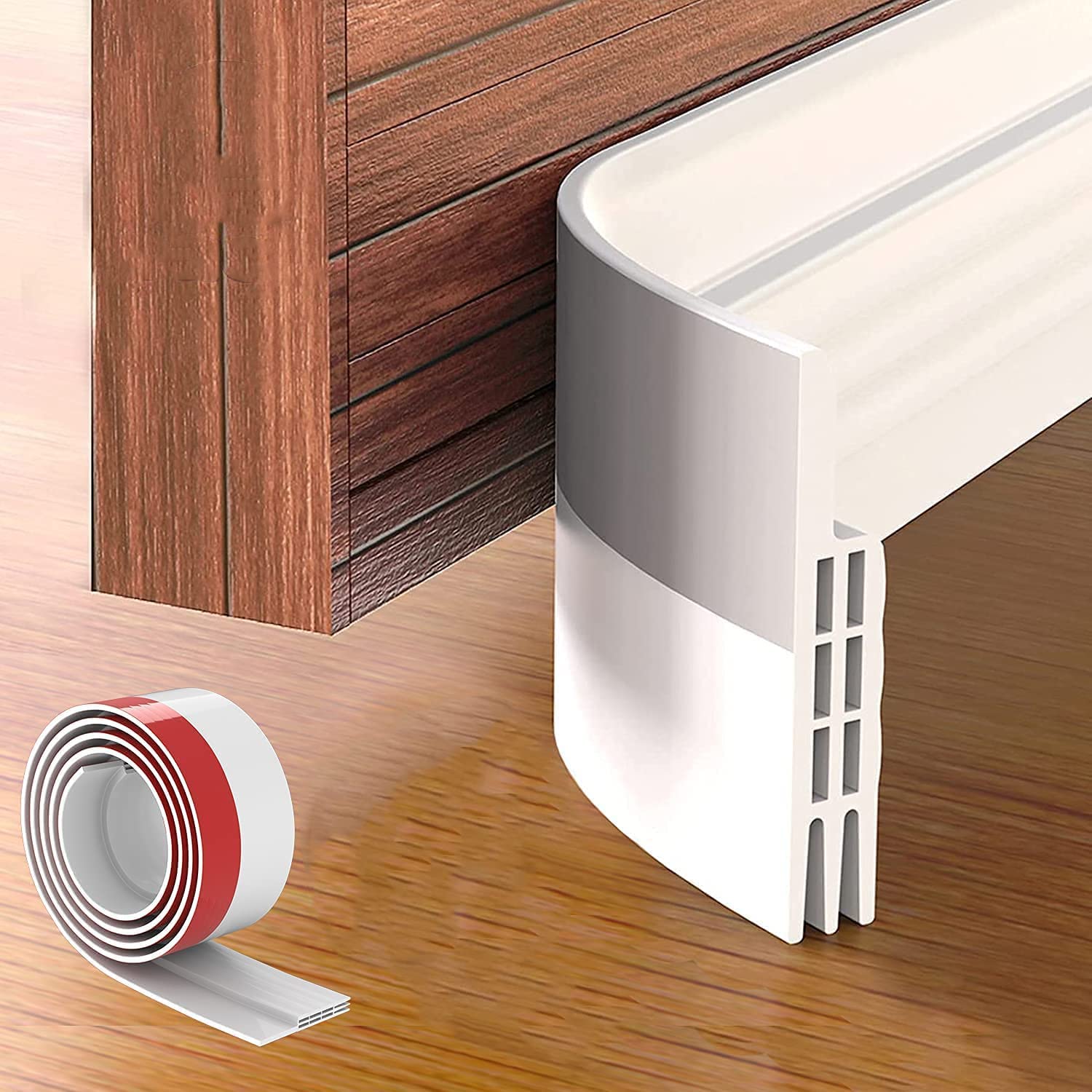 ELECDON 2 Pack Door Draft Stopper, 39"L Under Door Draft Blocker, Soundproof Door Sweep Weather Stripping for Doors, 2" W White