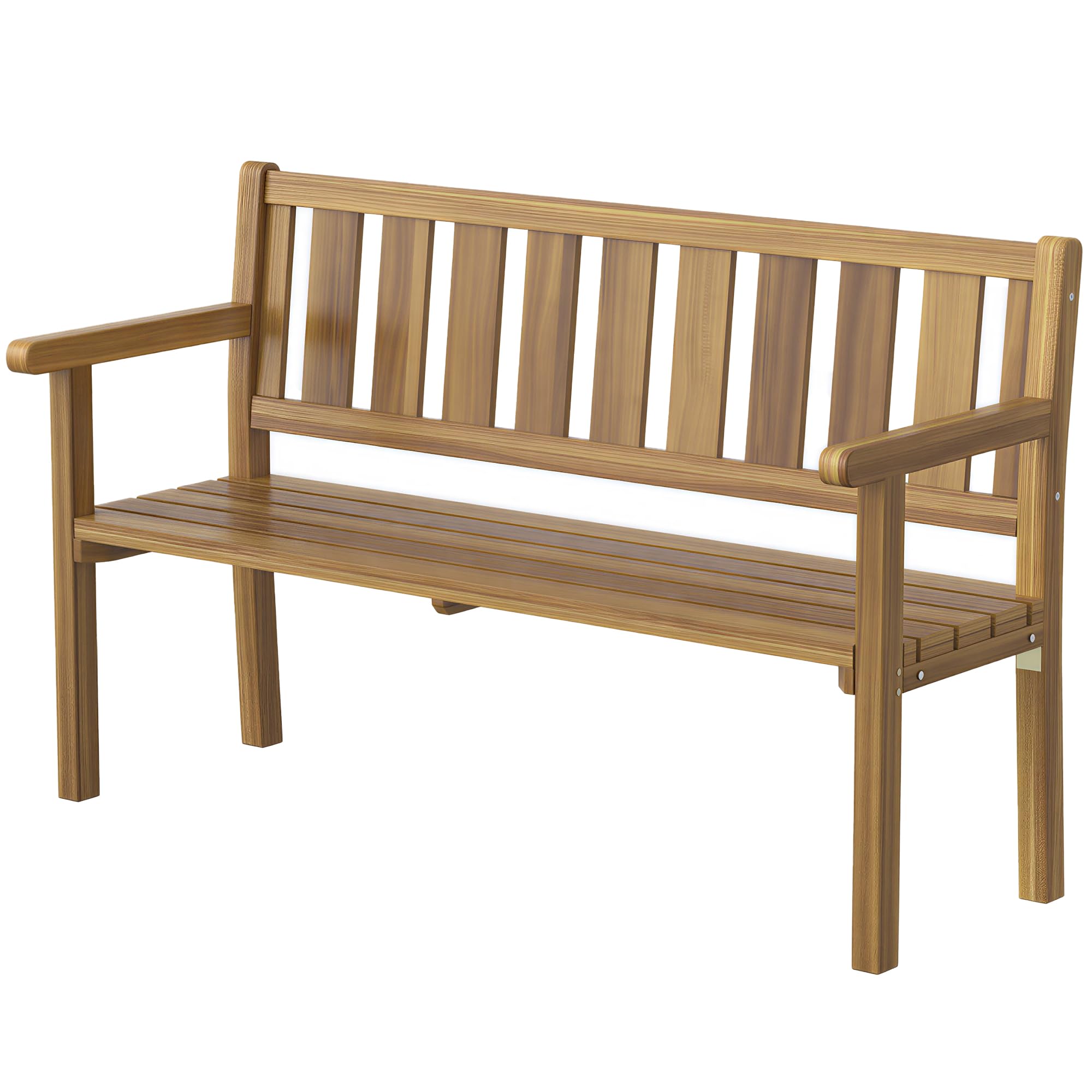 Outsunny Panchina da Giardino da 2 Posti a Doghe 150x57x93 cm Color Teak | Panchina da Esterno in Legno di Abete, Stile Country, Panca per Terrazza Patio e Cortile