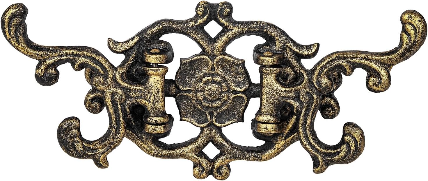 Sungmor Vintage Cast Iron 2-Arm Swivel Double Wall Hooks - Antique White | Decorative Floral and Scrollwork Design, Heavy-Duty Coat Hanger Rack for Towels, Hats, Keys & Farmhouse Home Décor