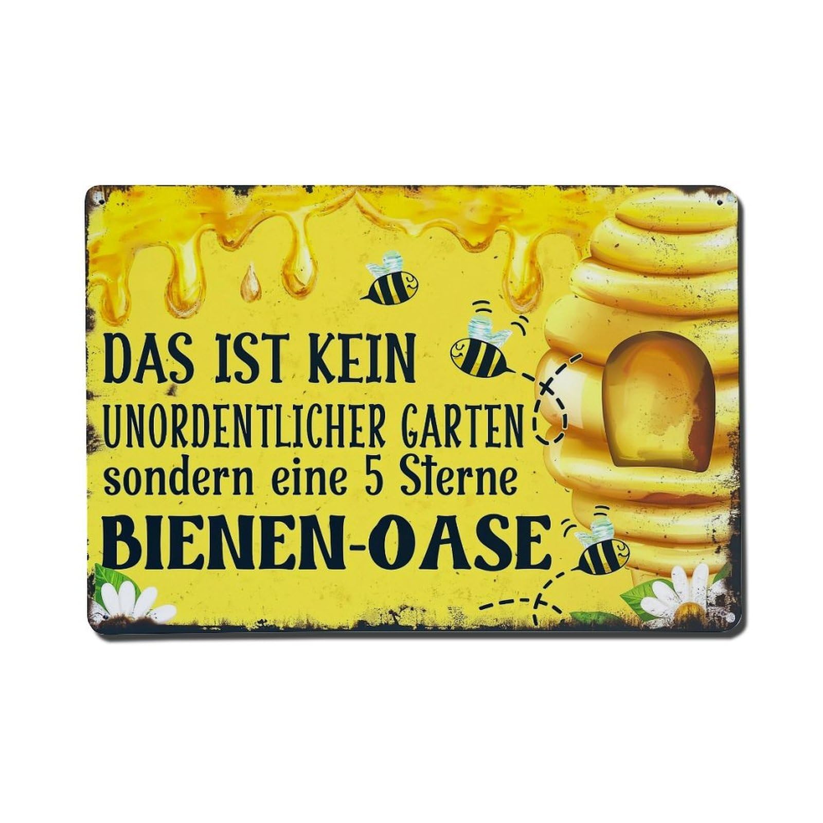 Bee Hive Honeycomb Flowers Bees Metal Tin Sign Plaque