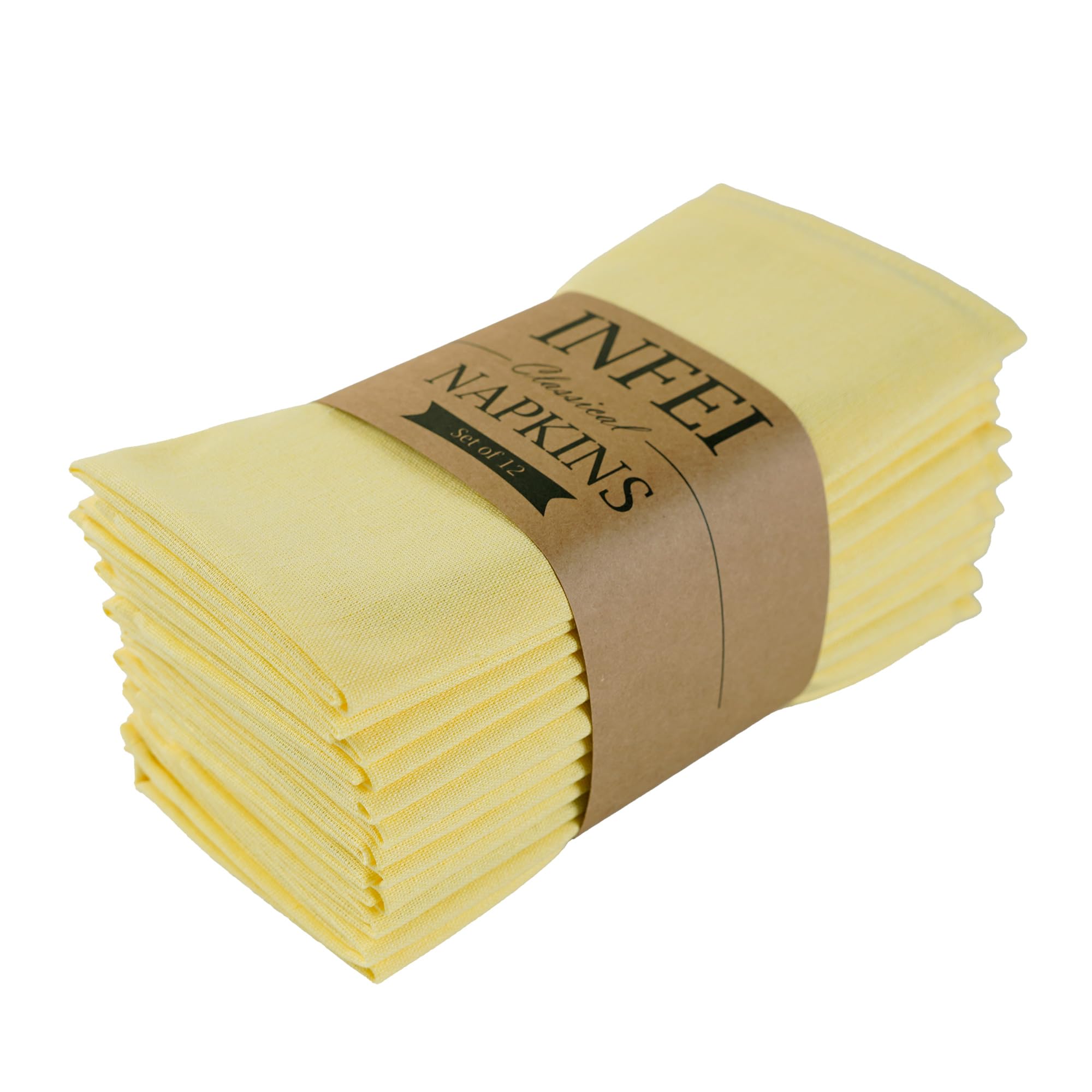 Serviettes de table haut de gamme en lin mélangé jaune 40cm