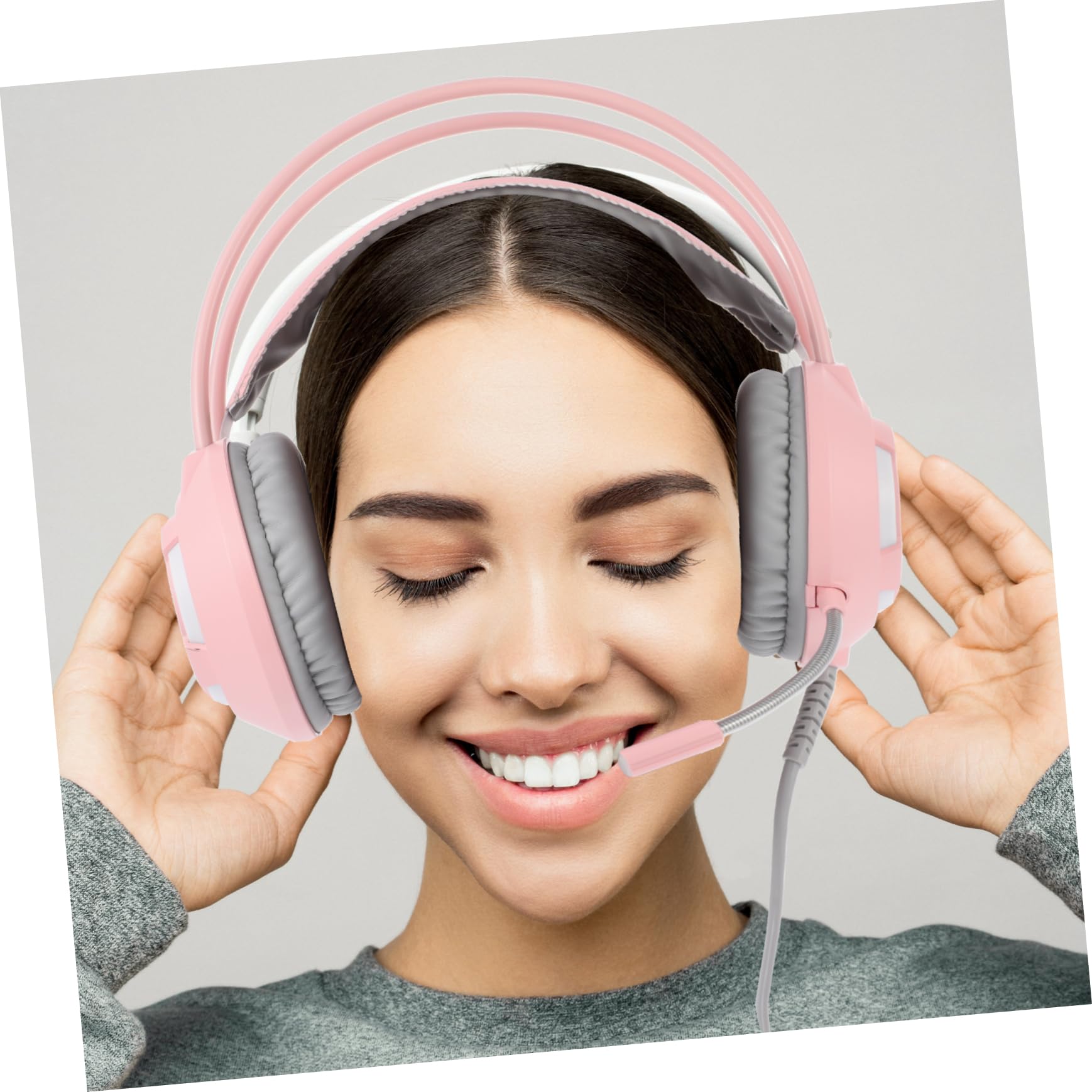 Hemobllo Casque de Jeu pour Ordinateur 3, 5mm Microphone Rose