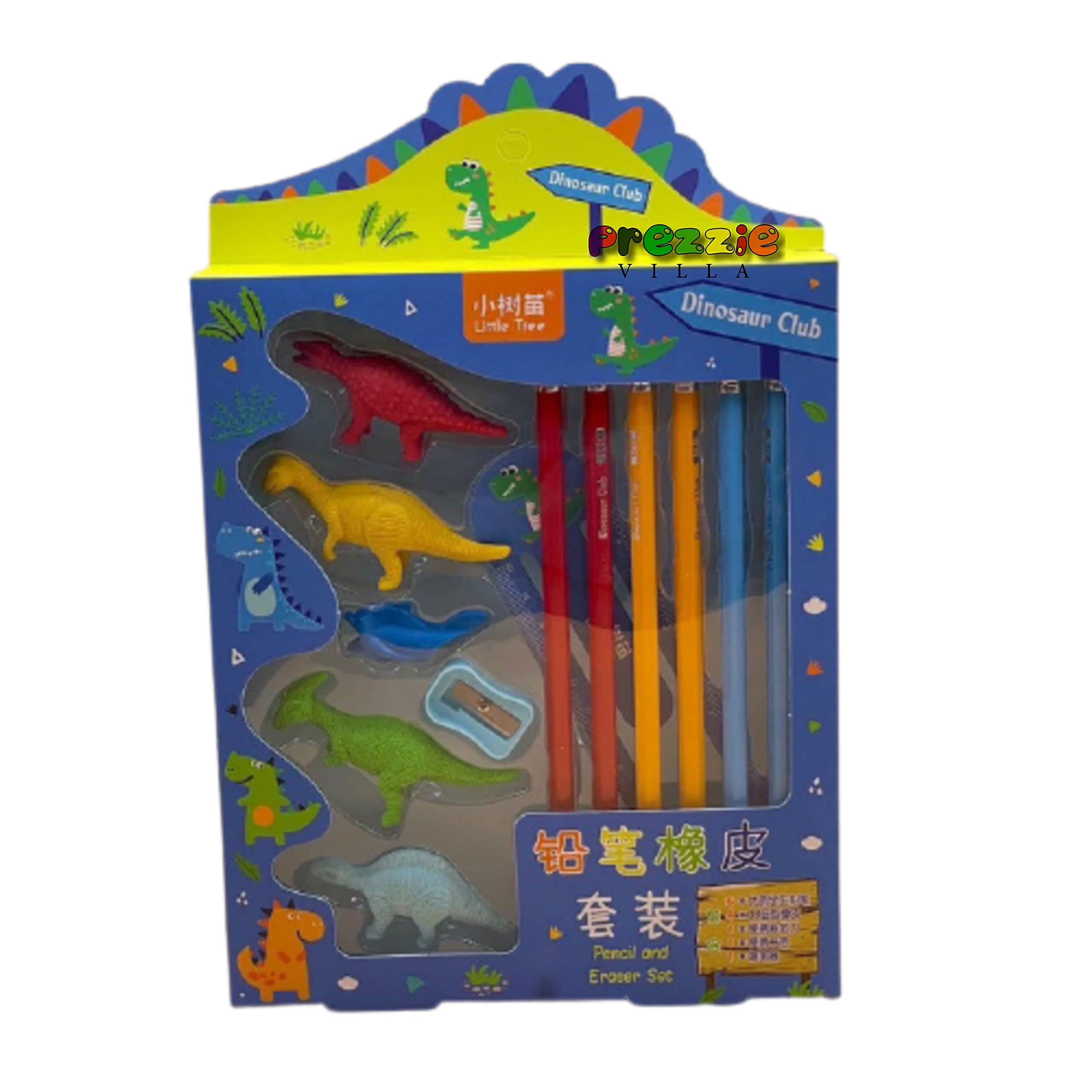 Prezzie Villa Dinosaur Theme Pencils and Eraser Set for Kids School Stationery Gift Set Return Gift (B09BSKJX5Q) Amazon Price History, Amazon Price Tracker
