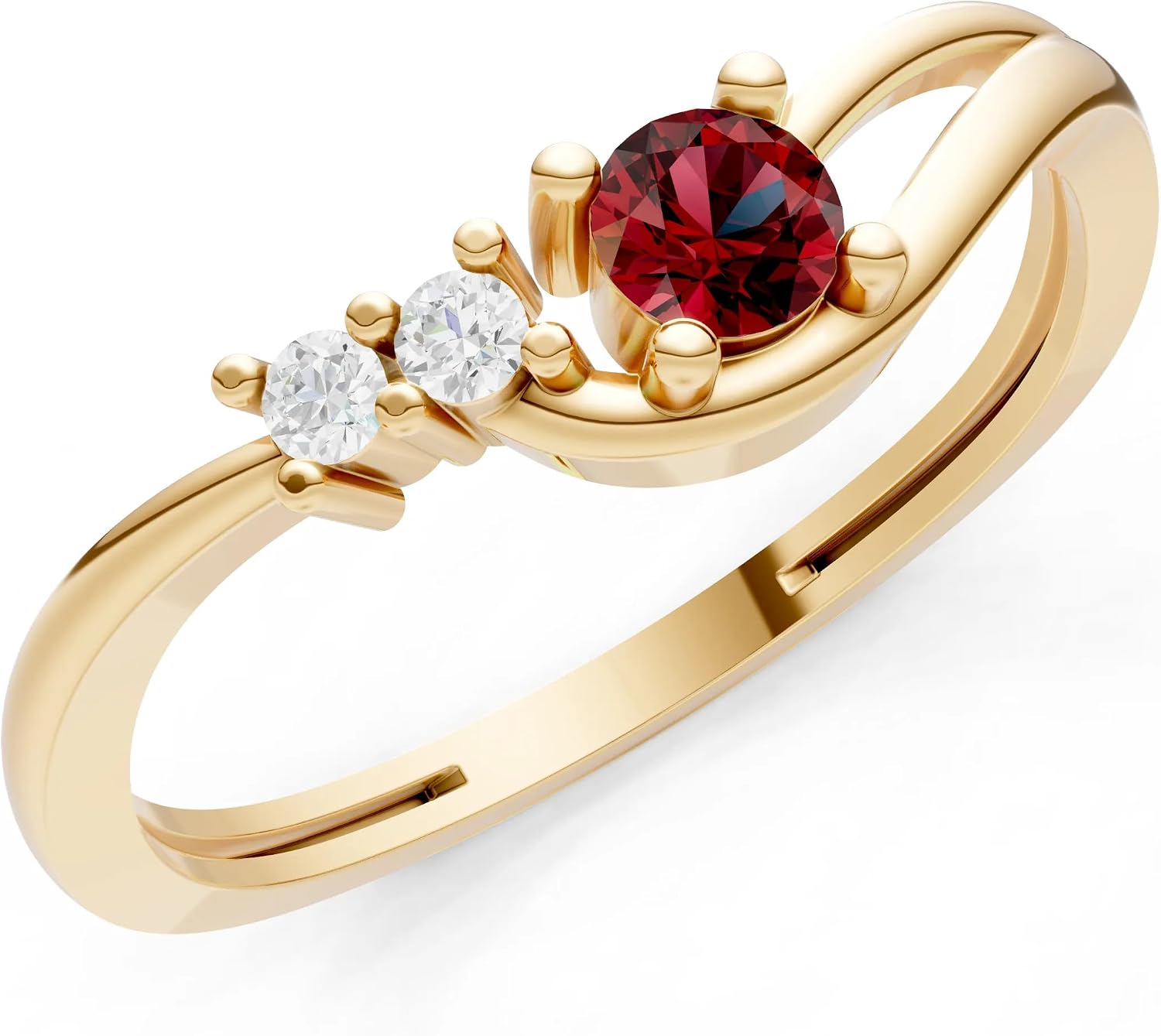PEORA Round Cut Garnet Stackable Band Available in Solid 10K, 14K or 18K Ring – White, Yellow or Rose Gold