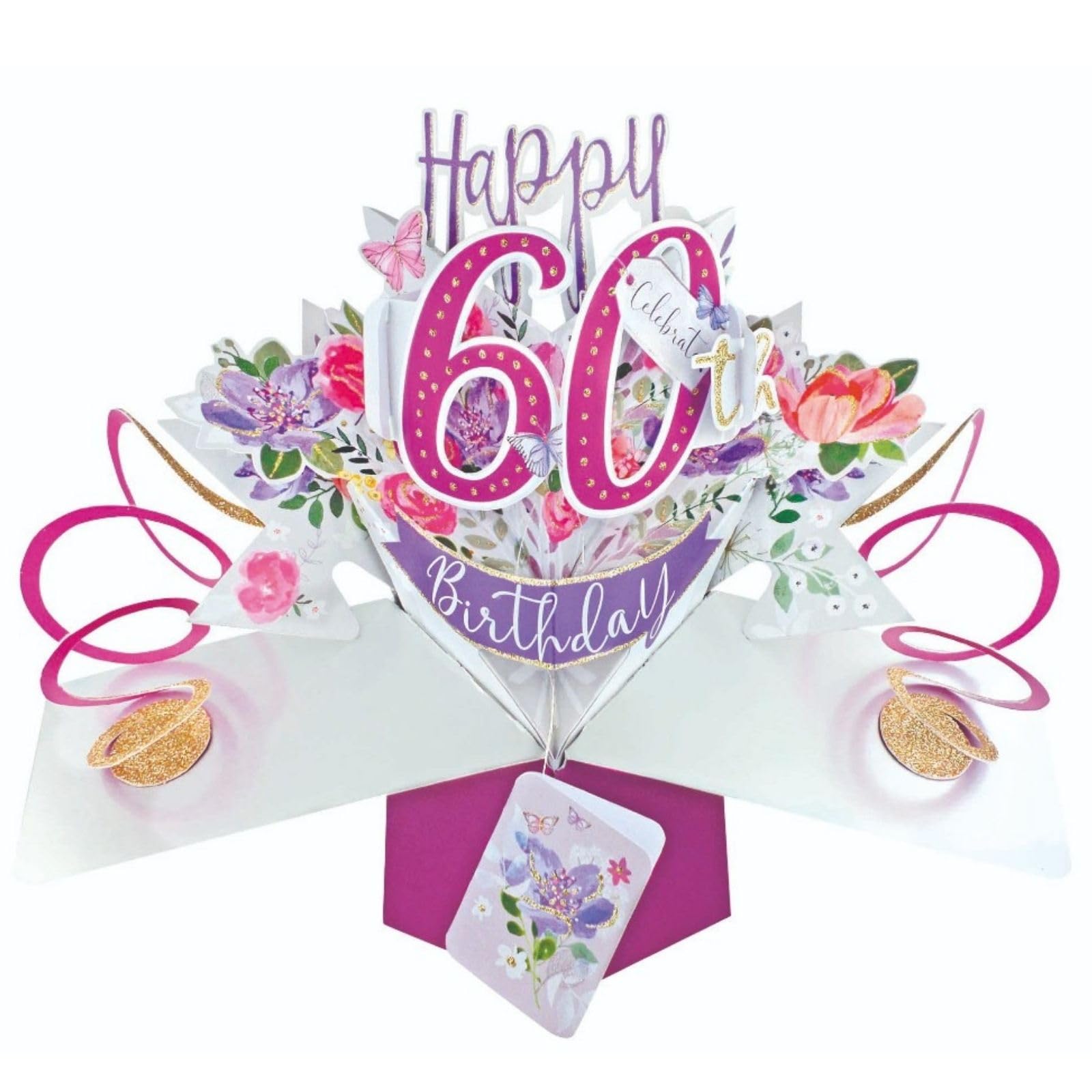 Female 60th Birthday Pop-Up Greeting Card Original Second Nature 3D Pop Up Cards