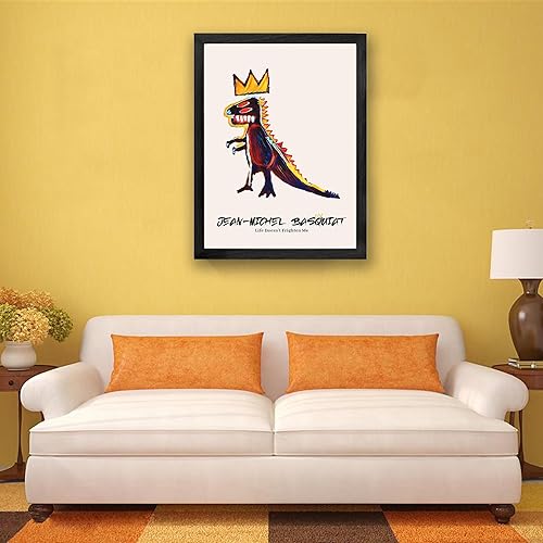 Miniatura 2 de Arte de pared enmarcado de Basquiat, póster de Basquiat de Jean Michel Basquiat, dinosaurio, King, animales, lienzo de graffiti colorido para